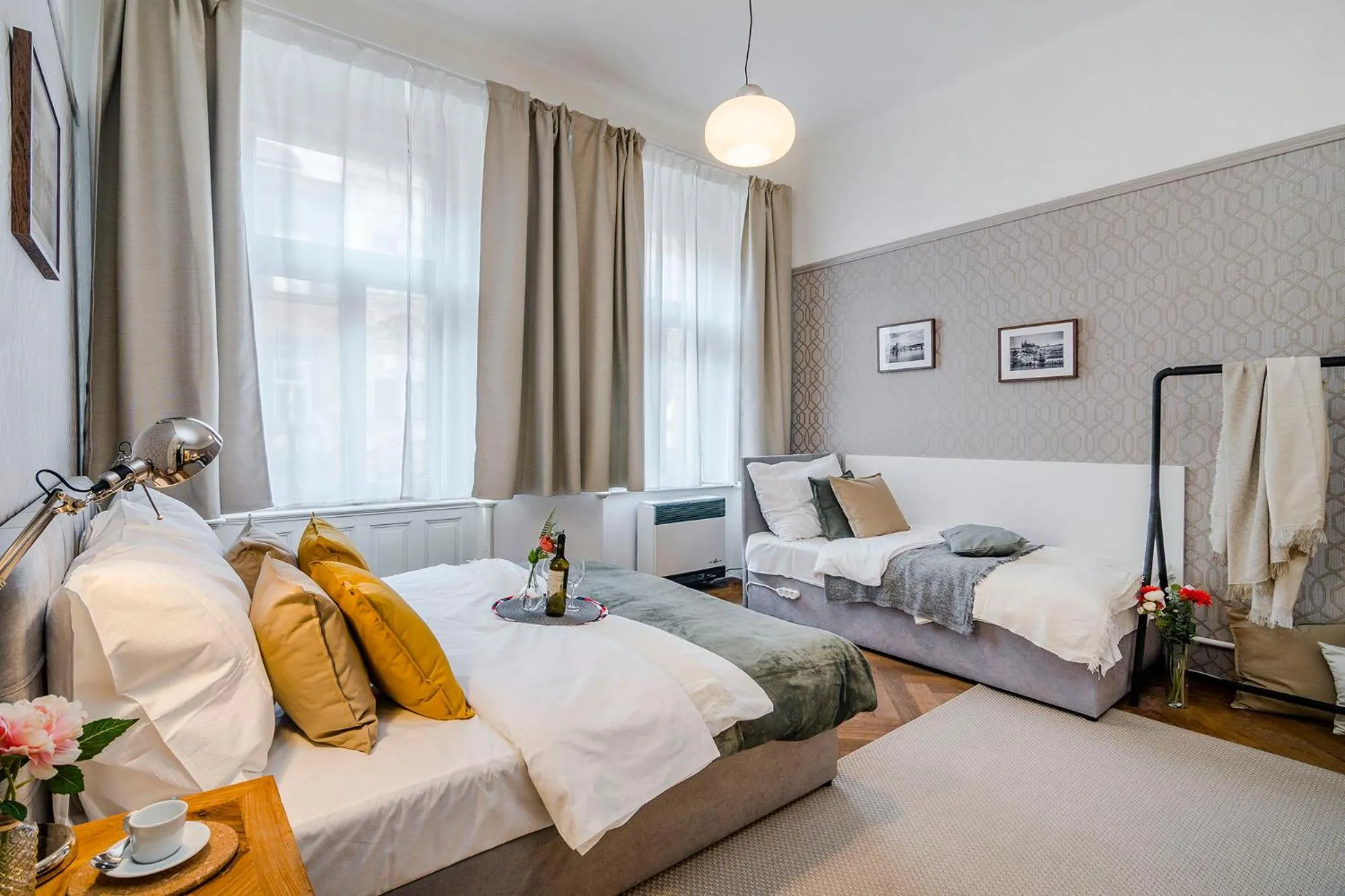 Bed in Florenc Apartments Prague 1 by Michal&Friends