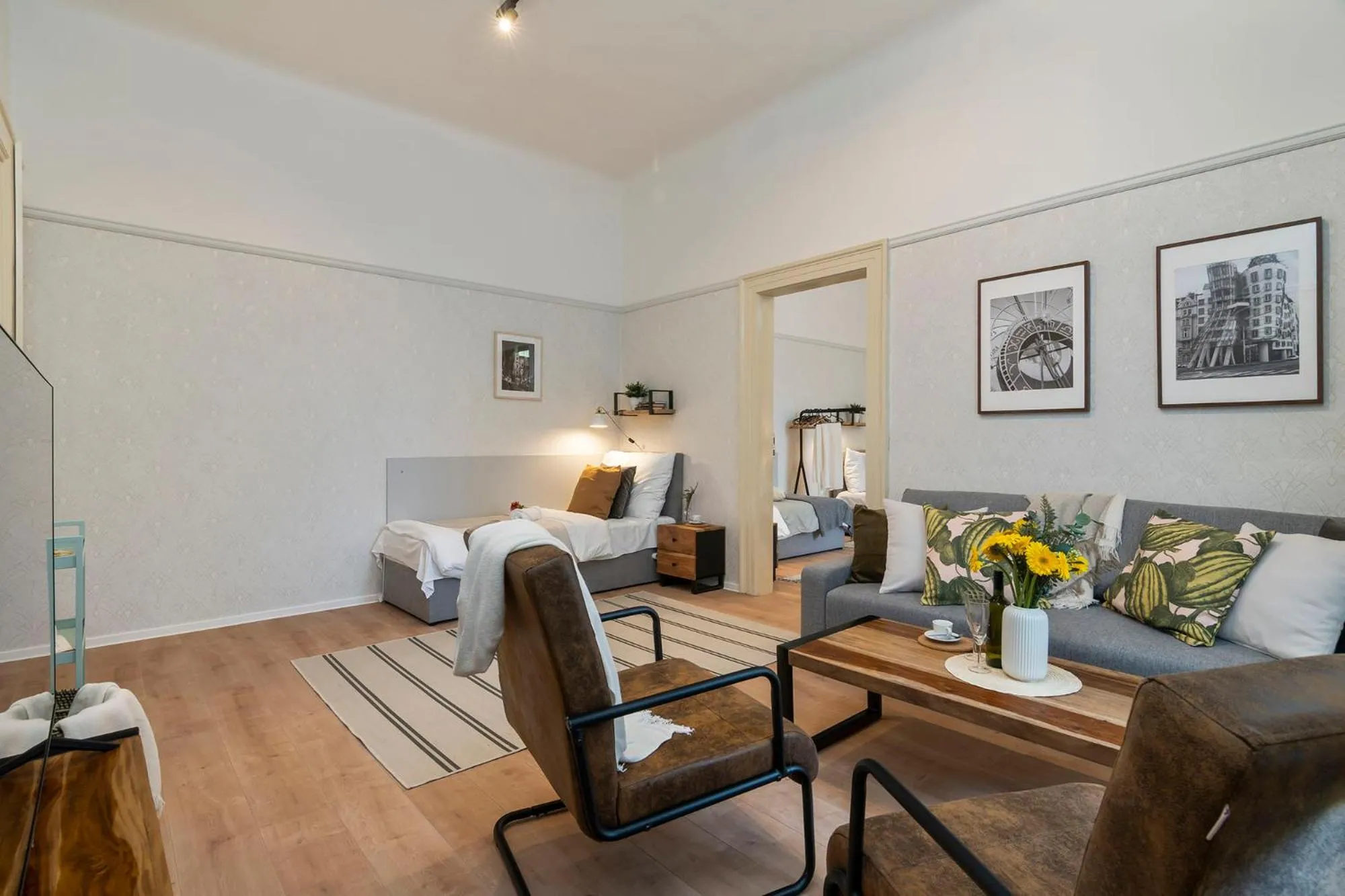 Bed in Florenc Apartments Prague 1 by Michal&Friends