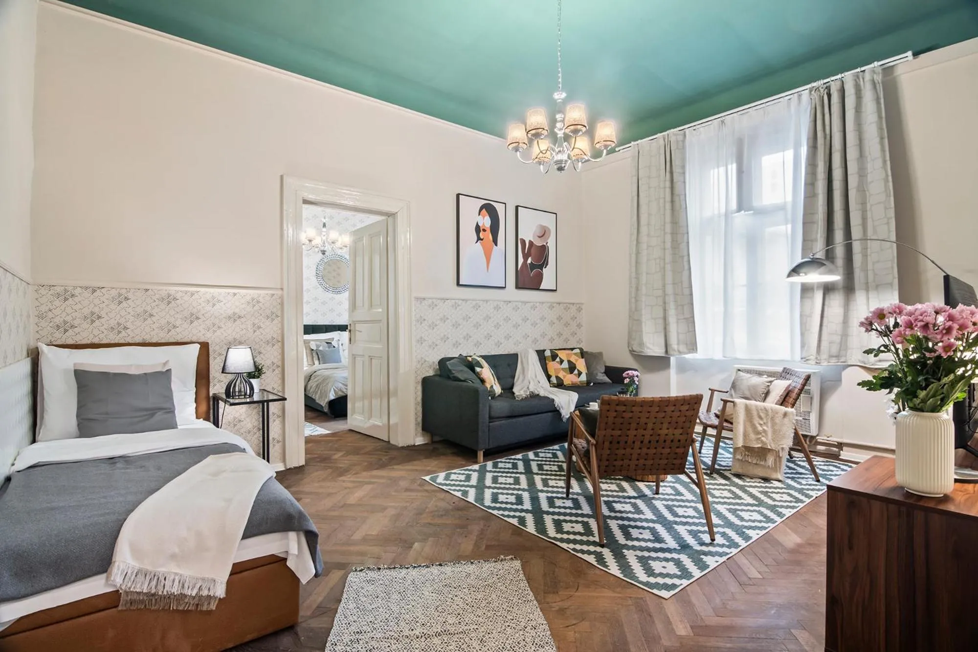 Living room, Bed in Florenc Apartments Prague 1 by Michal&Friends