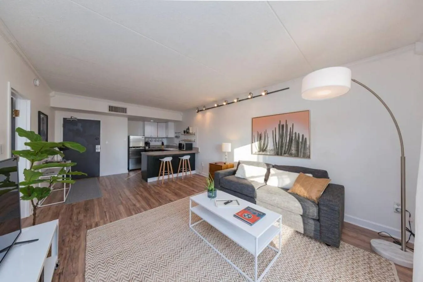 Living room in Music Row Retreat with Pool and Free Parking, Walk to Bars!