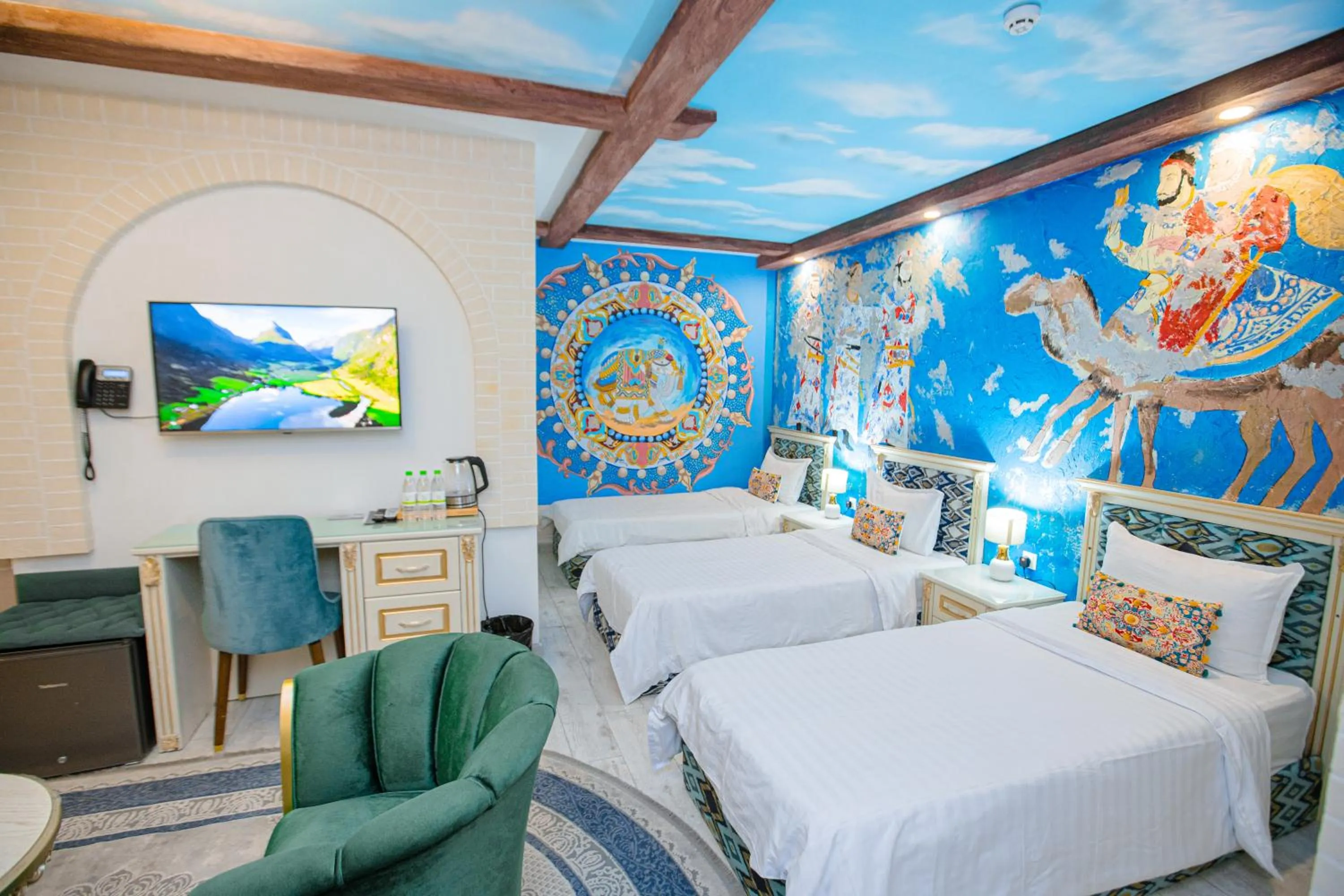 Bed in Gur Emir Palace boutique hotel