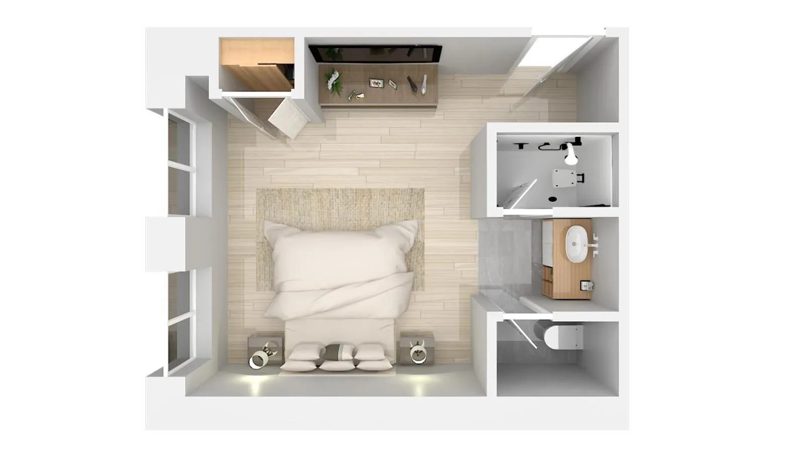 Floor plan, Bed in Good Hotels Downtown Denver