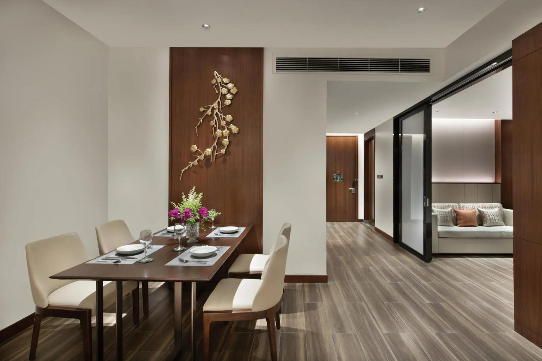 Living room, Bed in Oakwood Residence Foshan