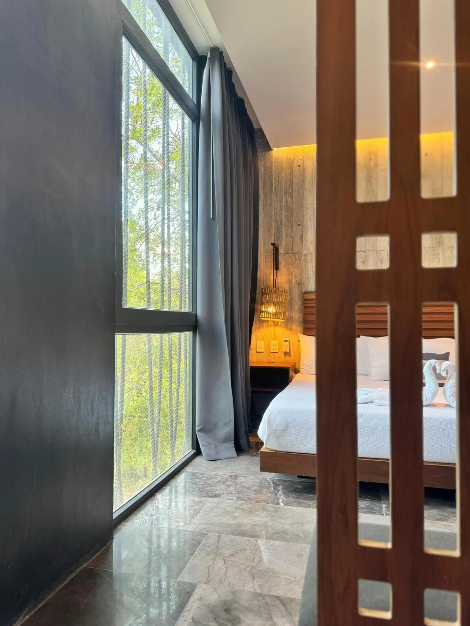 Bed in IIK Tulum by Groovy Stays- A Hip Condo-Hotel with WIFI, Rooftop, Pool, Sleeps 6