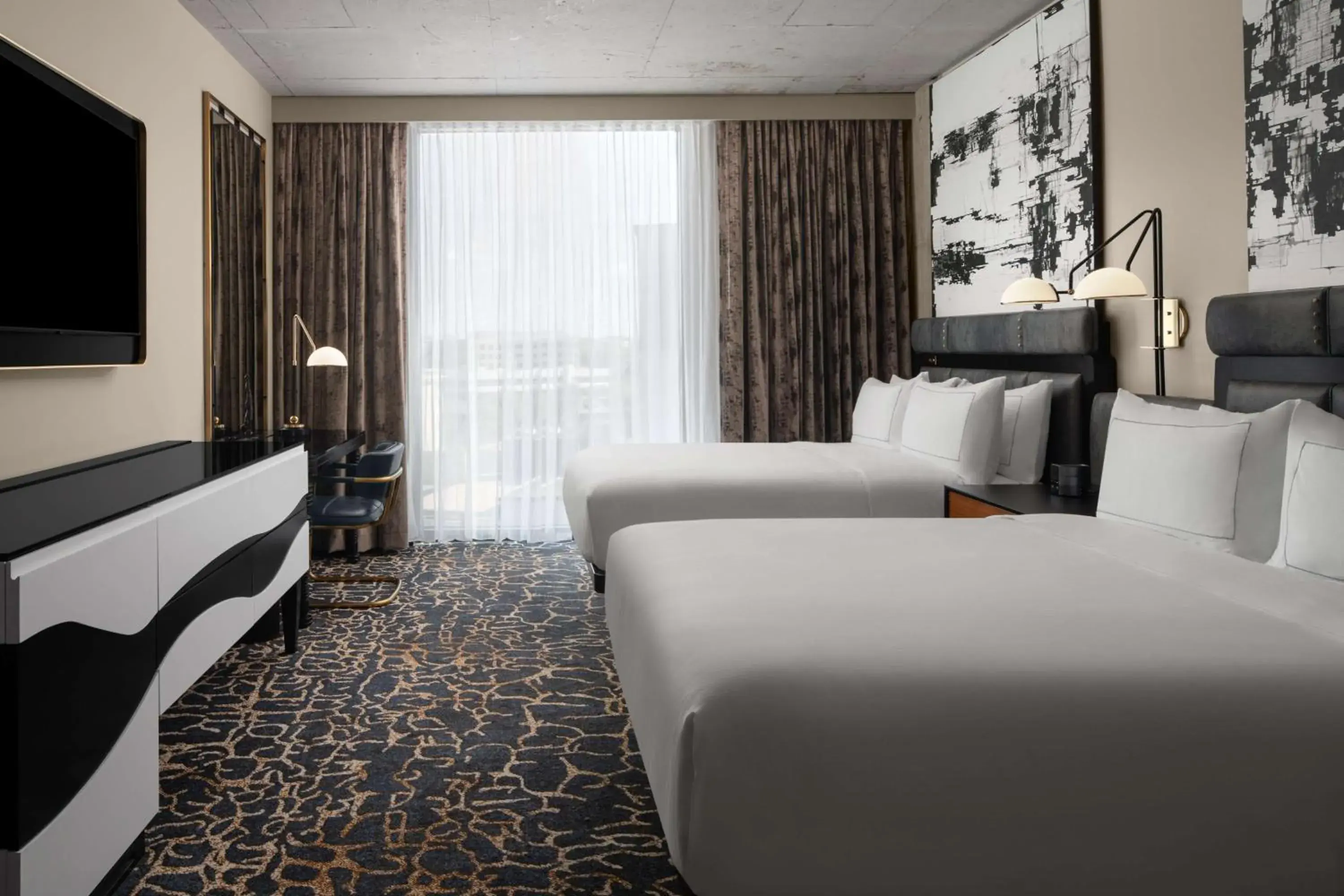 Queen Room with Two Queen Beds - Hearing Access in Hotel Fraye Nashville, Curio Collection By Hilton Queen Room with Two Queen Beds - Hearing Access in Hotel Fraye Nashville, Curio Collection By Hilton