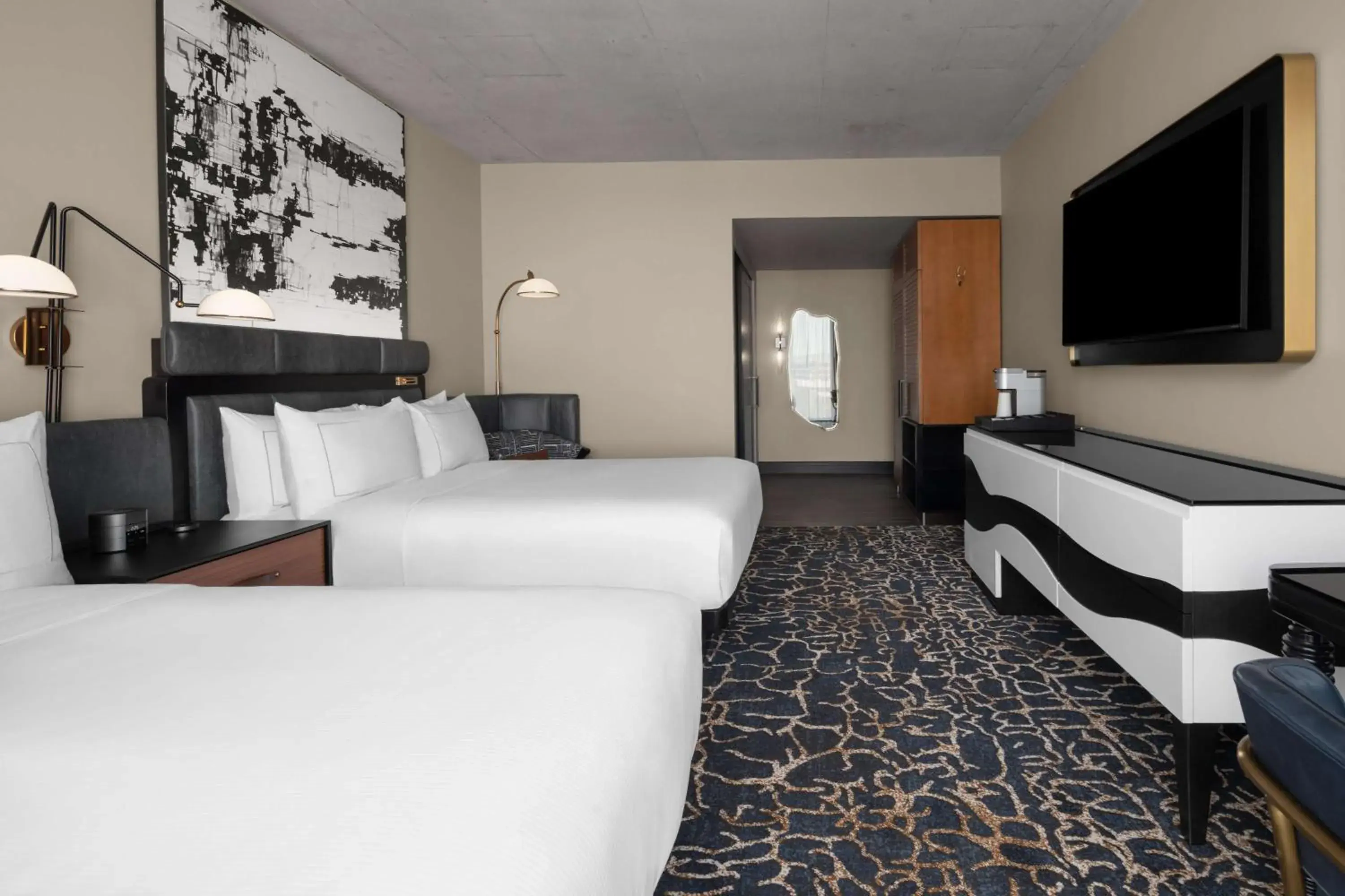 Queen Room with Two Queen Beds in Hotel Fraye Nashville, Curio Collection By Hilton Queen Room with Two Queen Beds in Hotel Fraye Nashville, Curio Collection By Hilton
