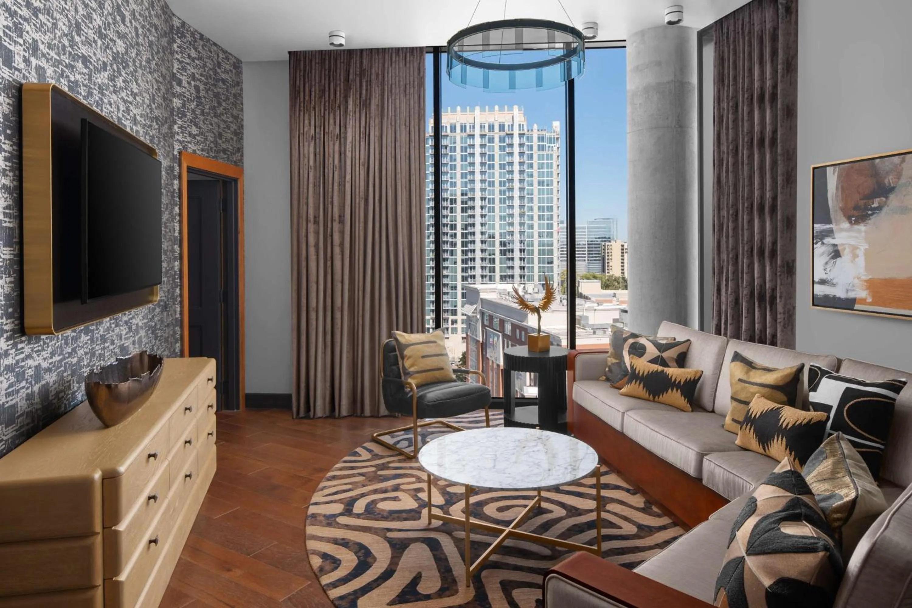 Living room in Hotel Fraye Nashville, Curio Collection By Hilton