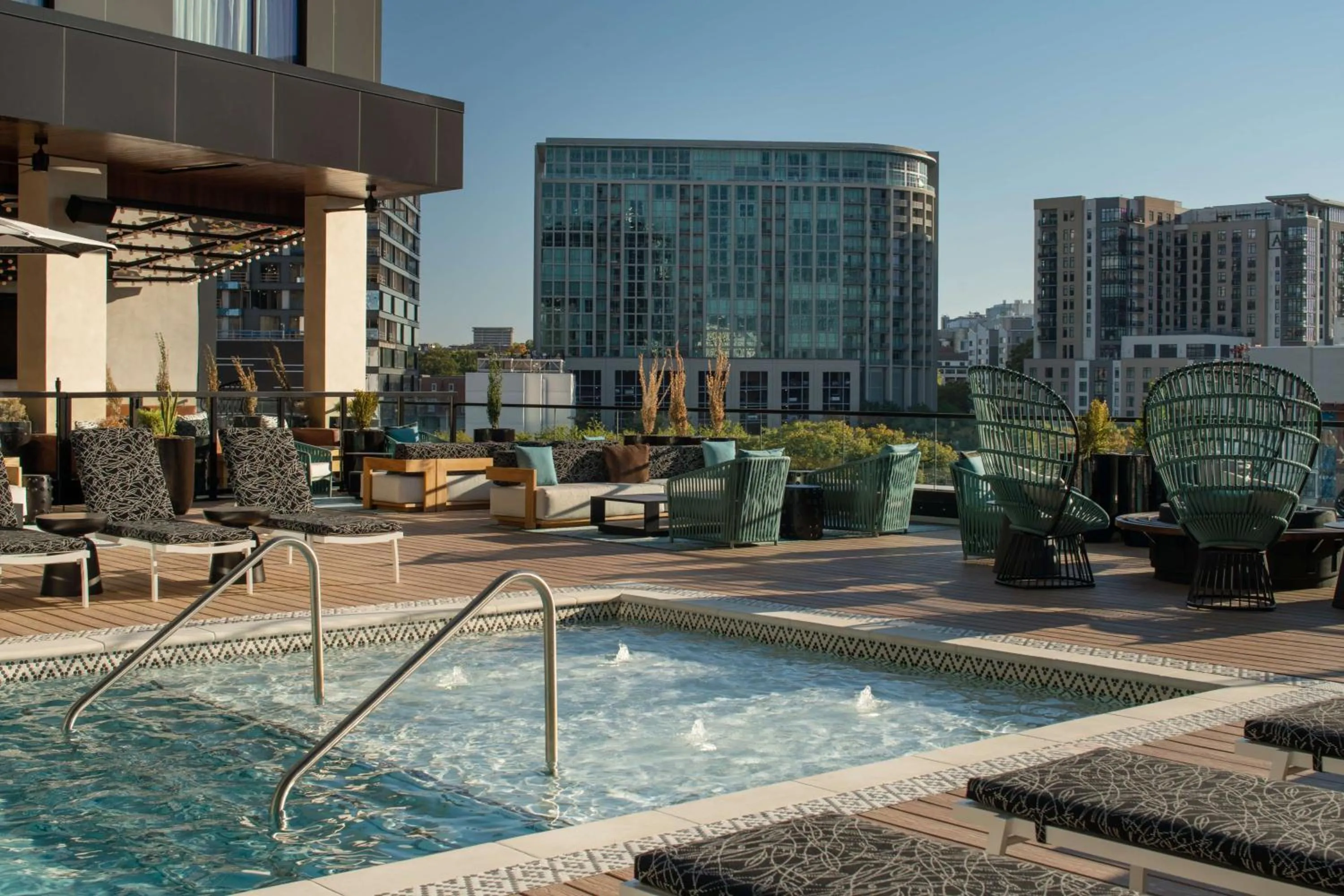 Pool view in Hotel Fraye Nashville, Curio Collection By Hilton