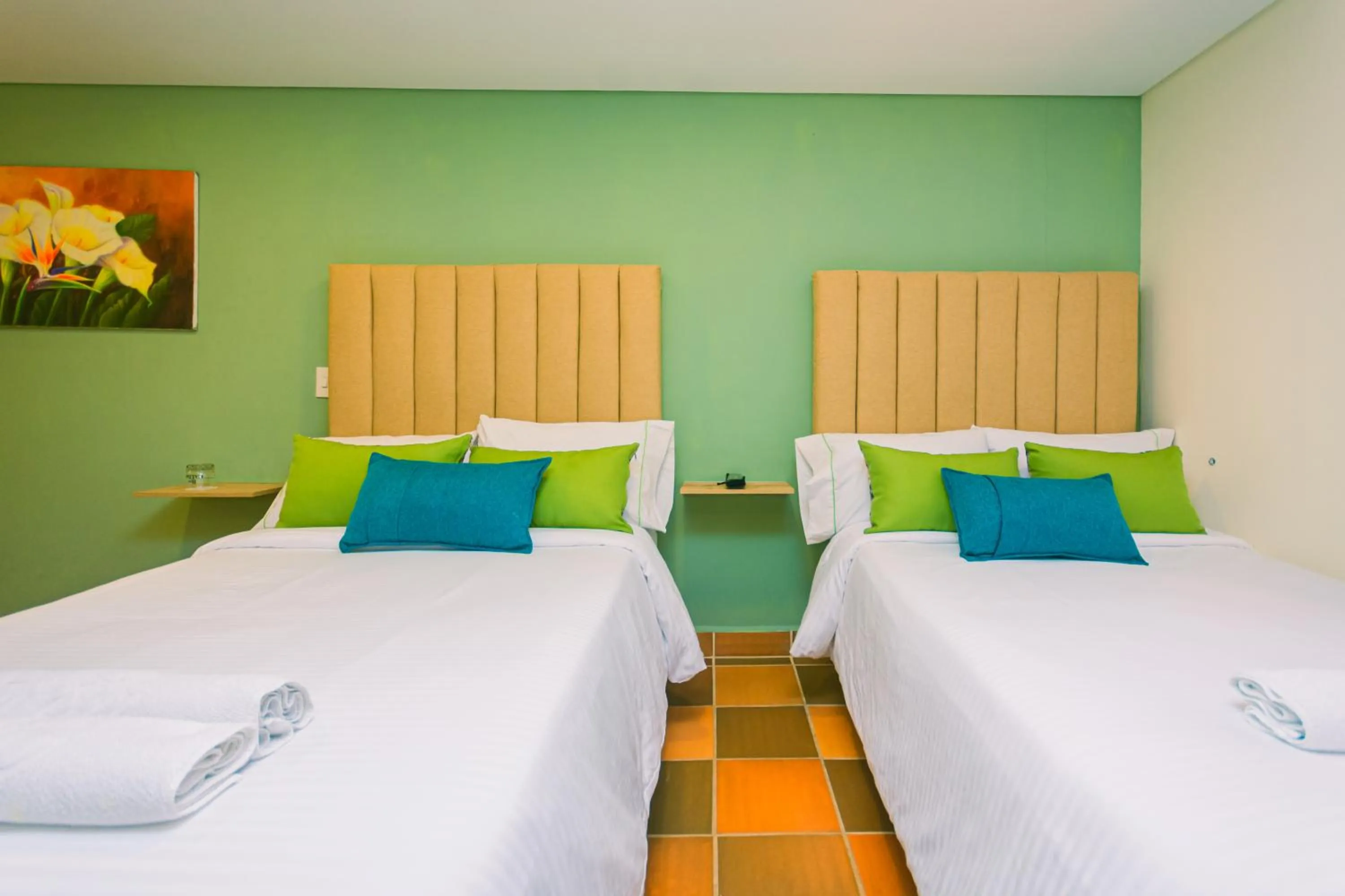 Bed in Hotel Bambu Guatape