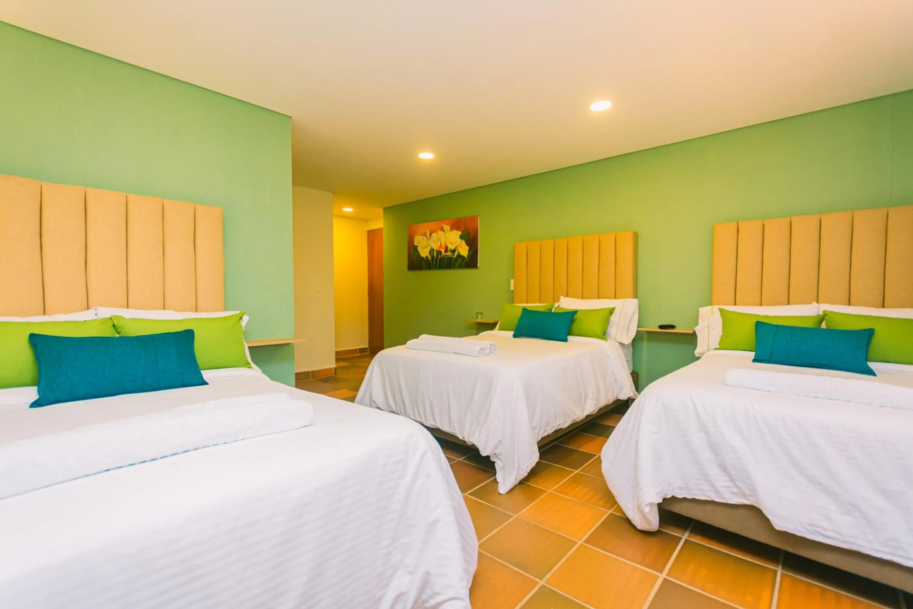 Bed in Hotel Bambu Guatape