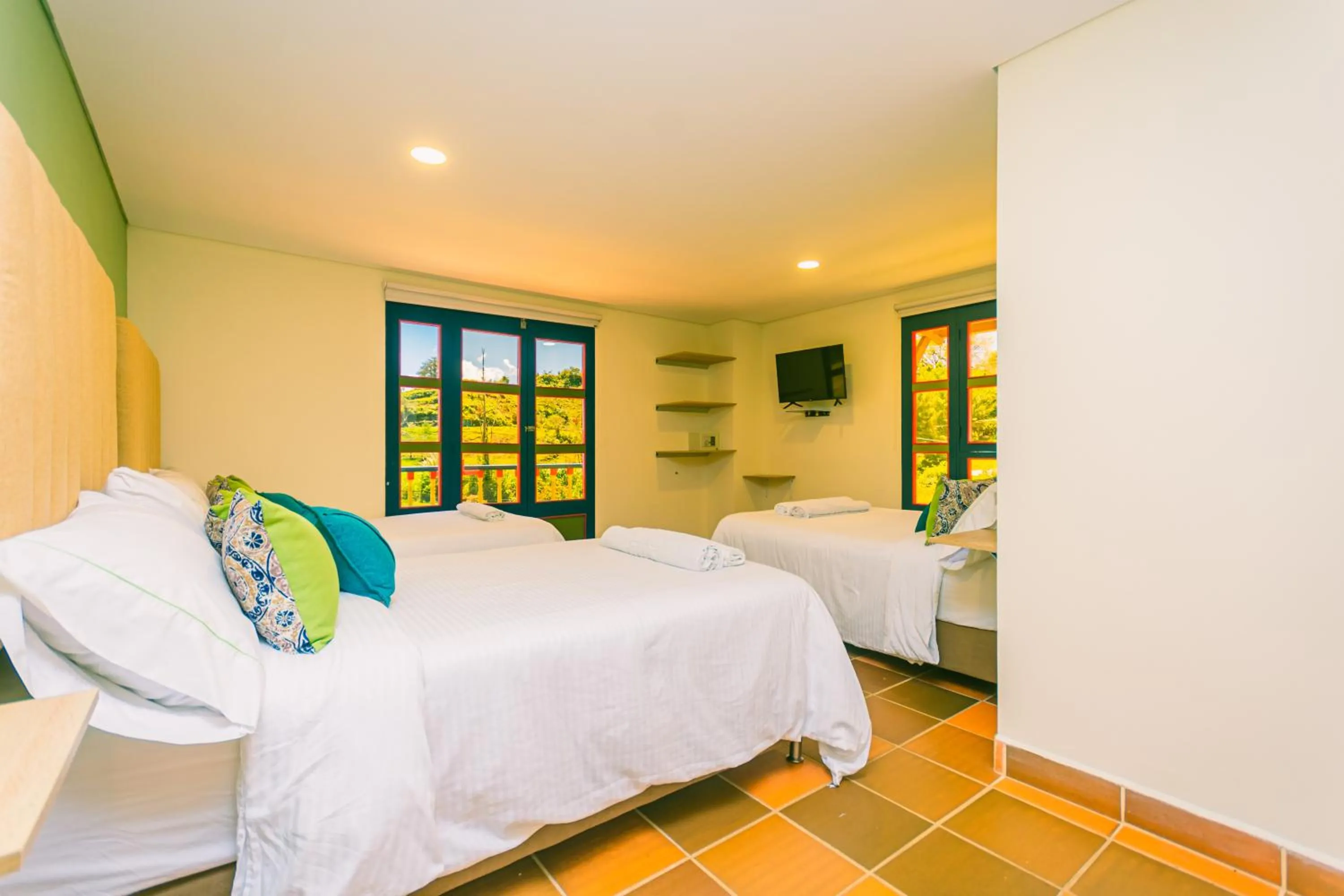 Bed in Hotel Bambu Guatape