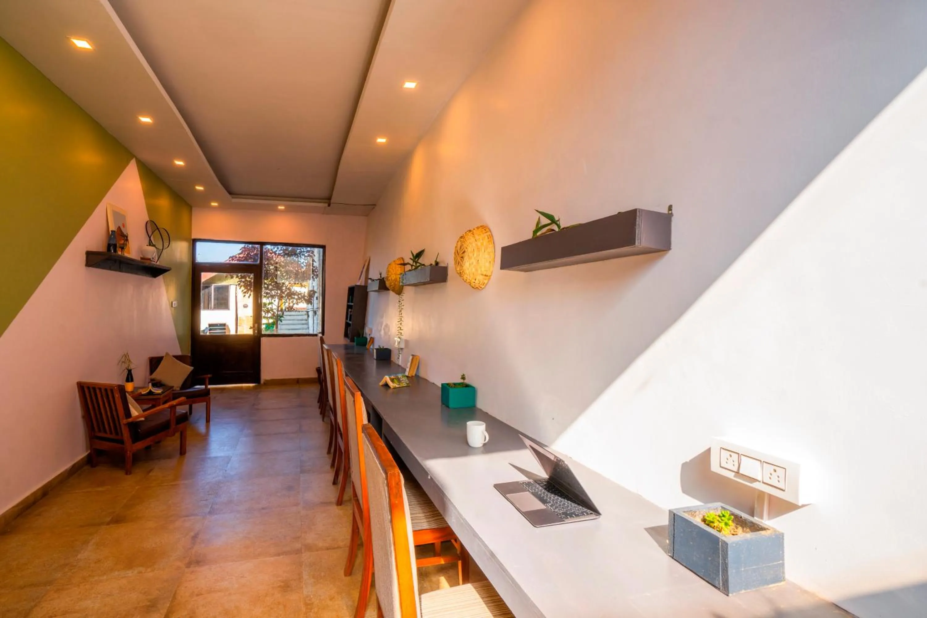 Seating area in Zostel Banikhet, Dalhousie