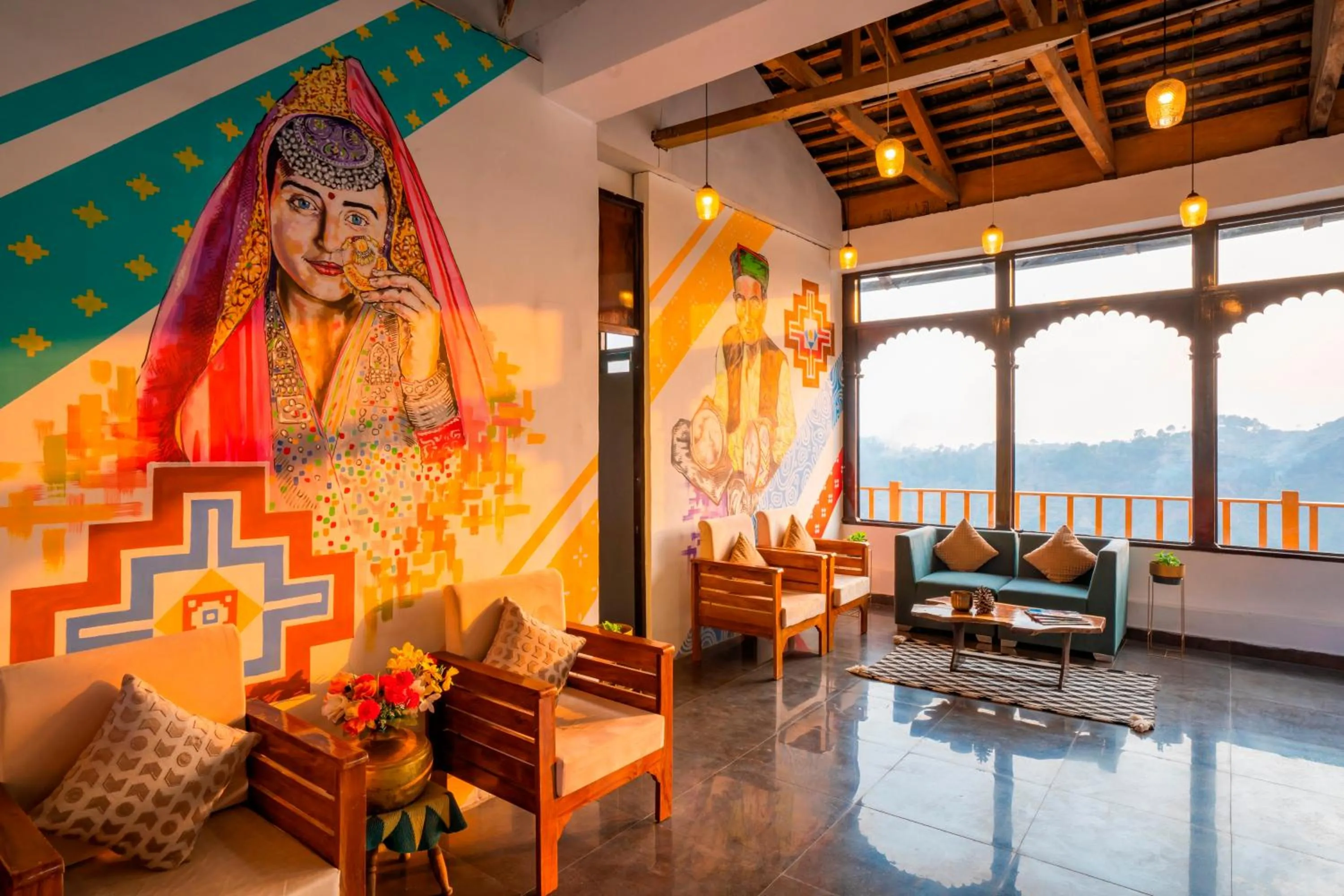 Living room in Zostel Banikhet, Dalhousie