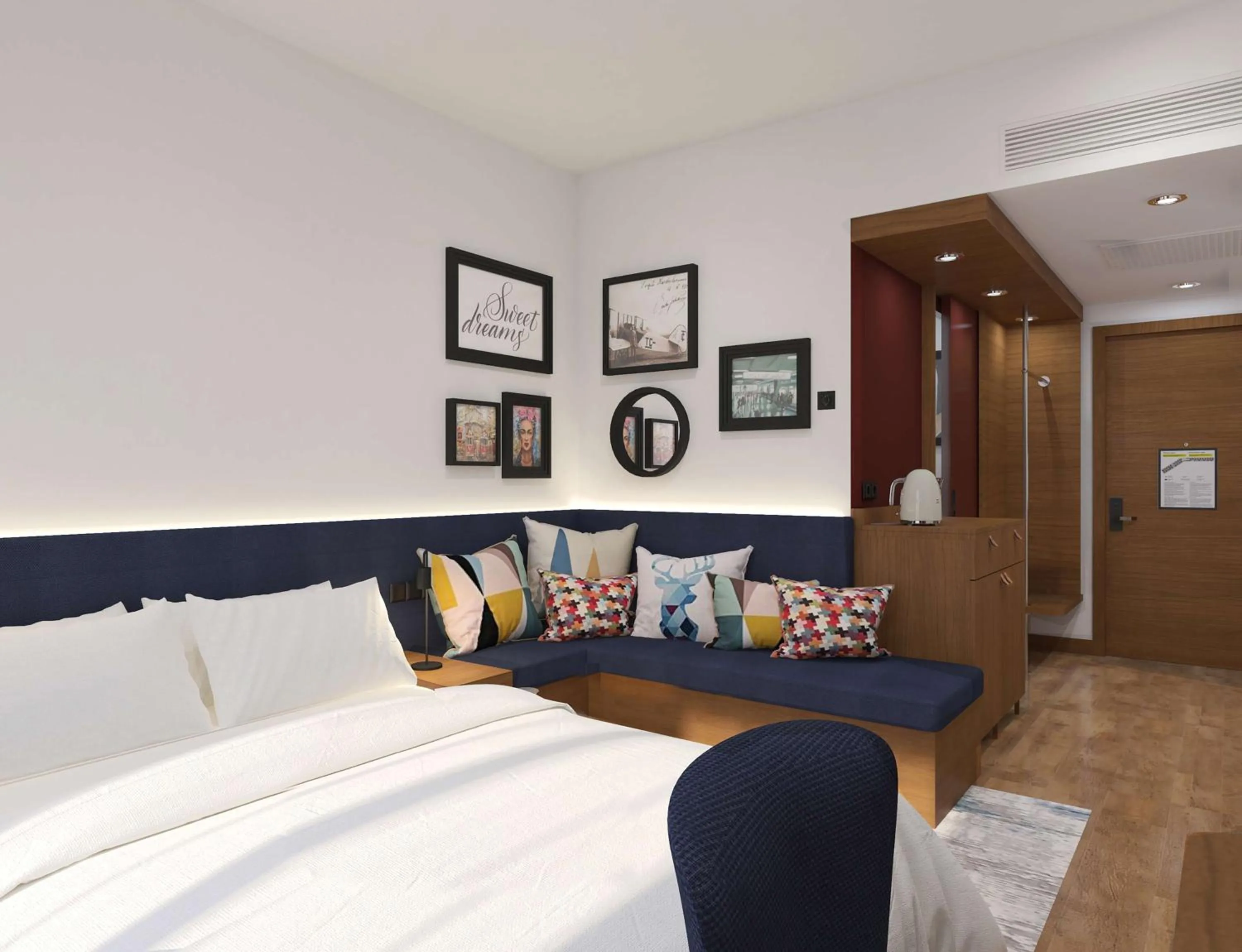 Living room, Bed in Hampton By Hilton Istanbul Airport, Arnavutkoy