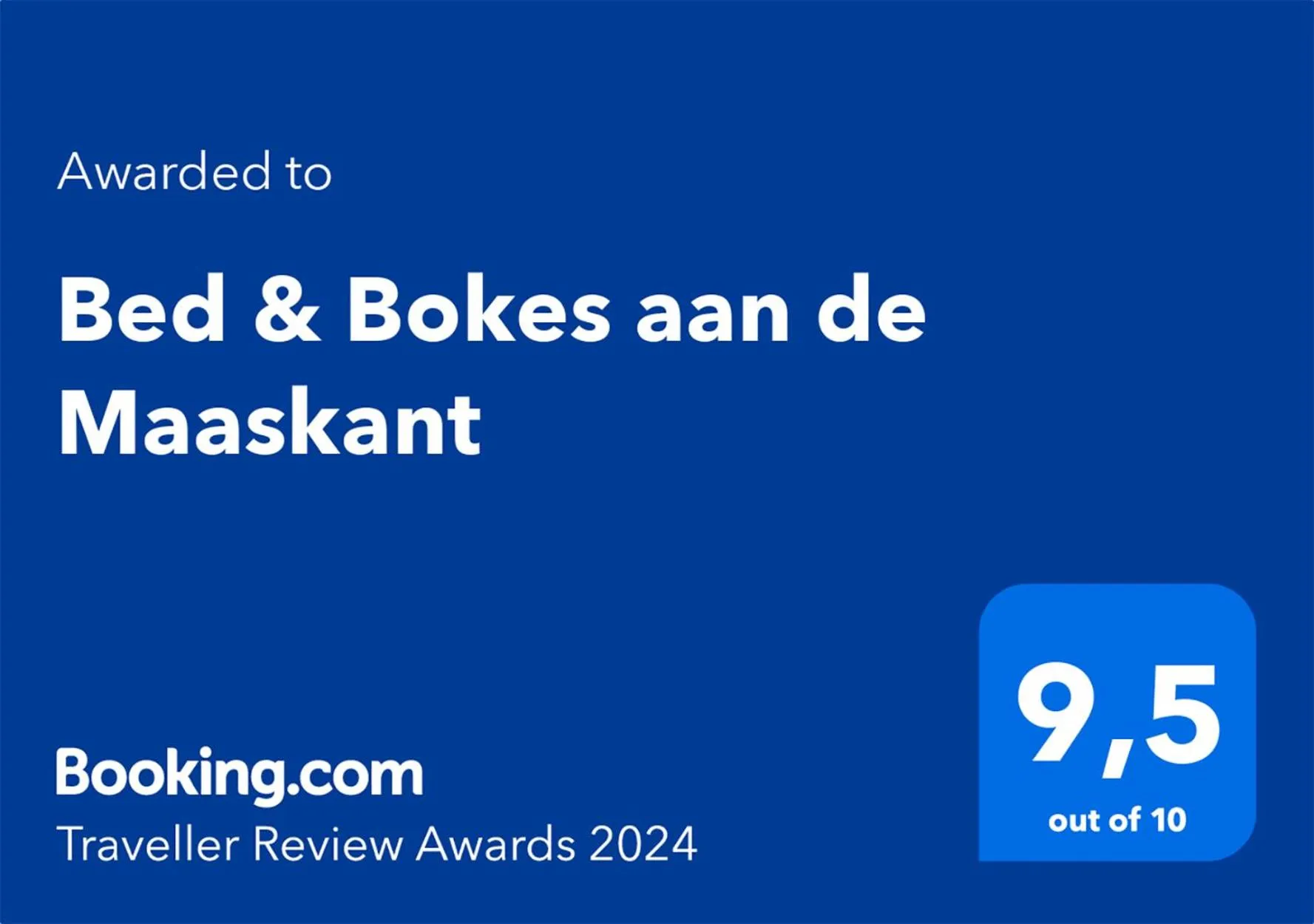 Certificate/Award in Bed & Bokes aan de Maaskant