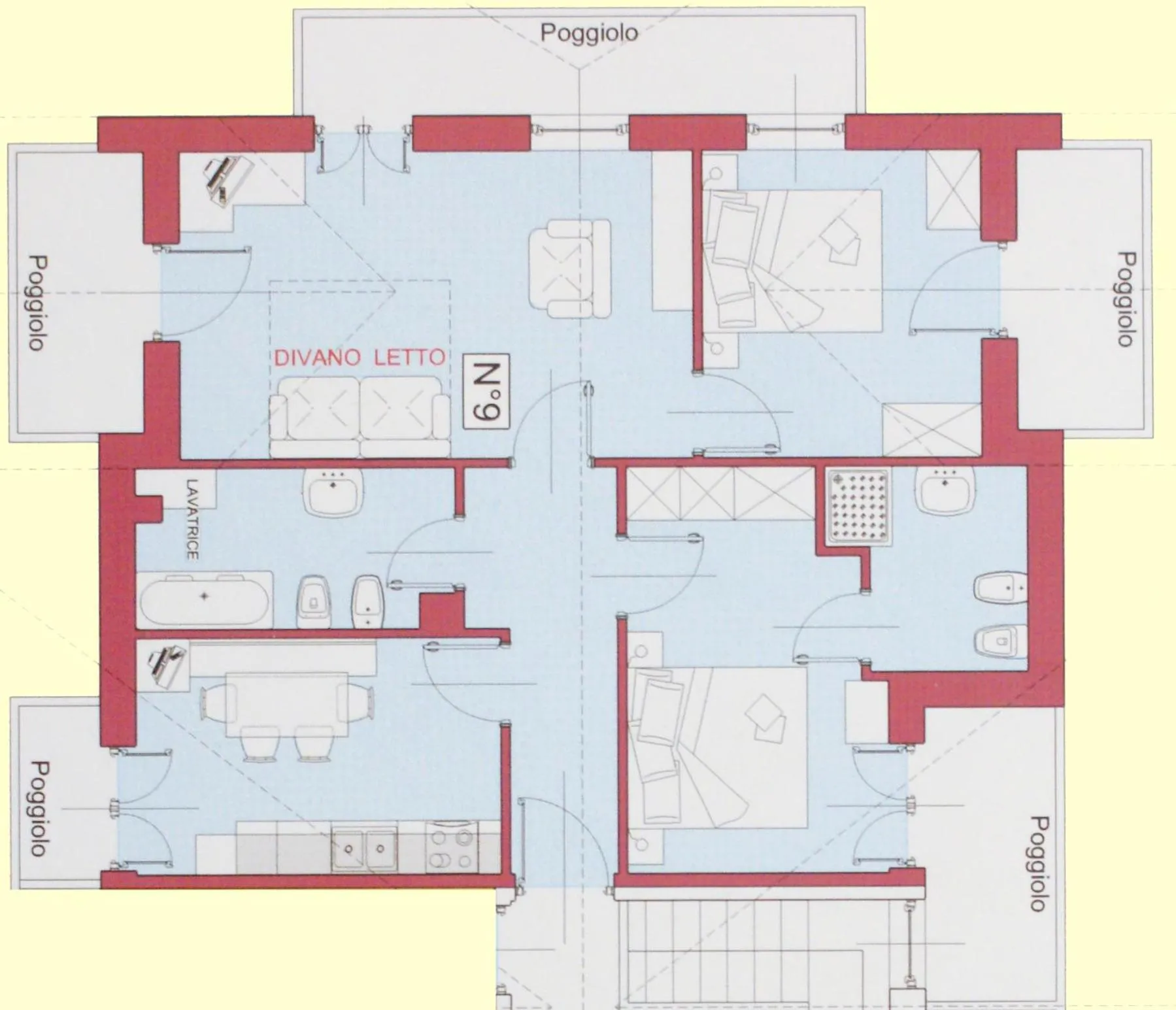 Floor plan in Casa Azzurra