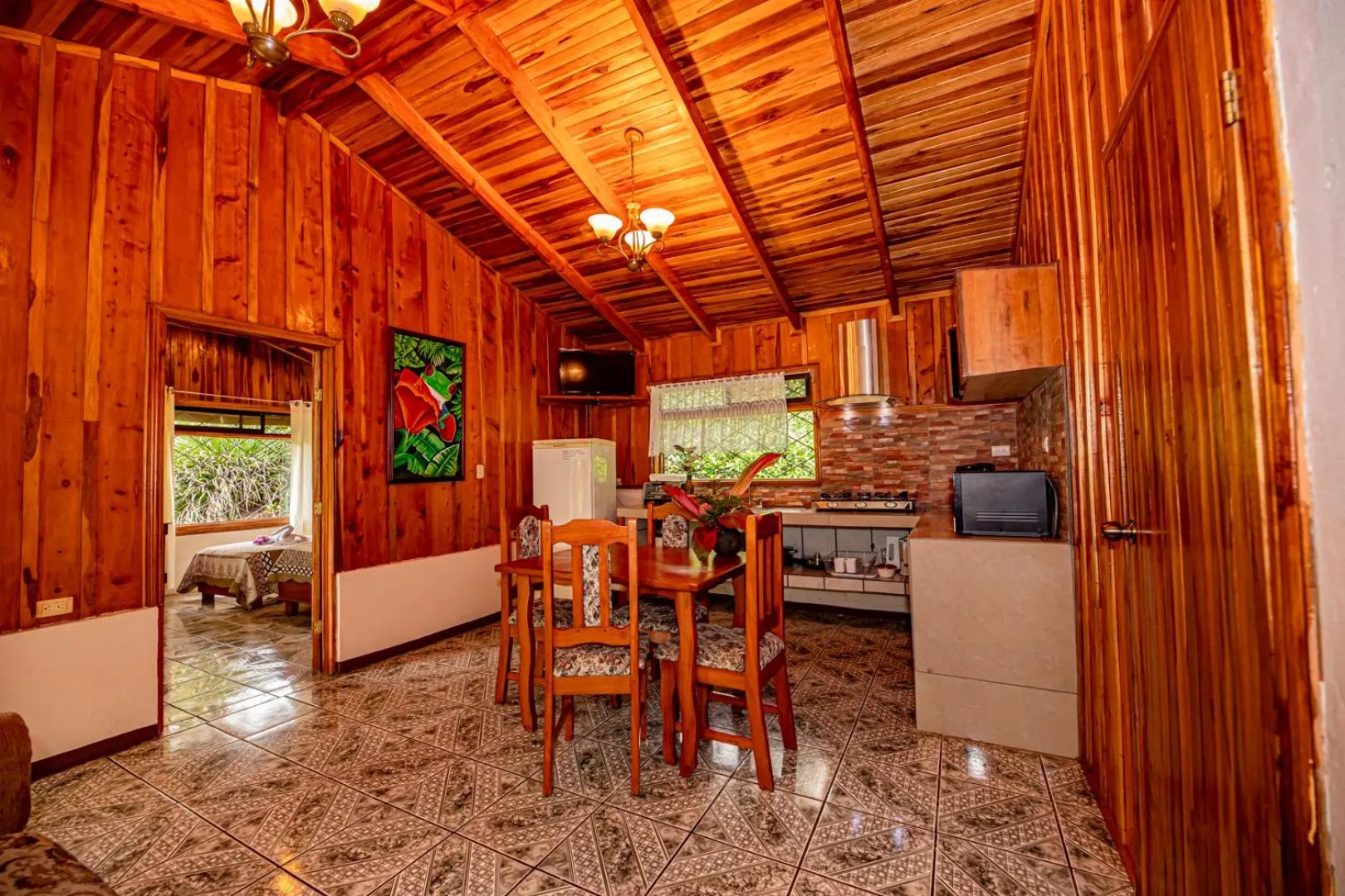 Kitchen or kitchenette in Cabañas La Pradera