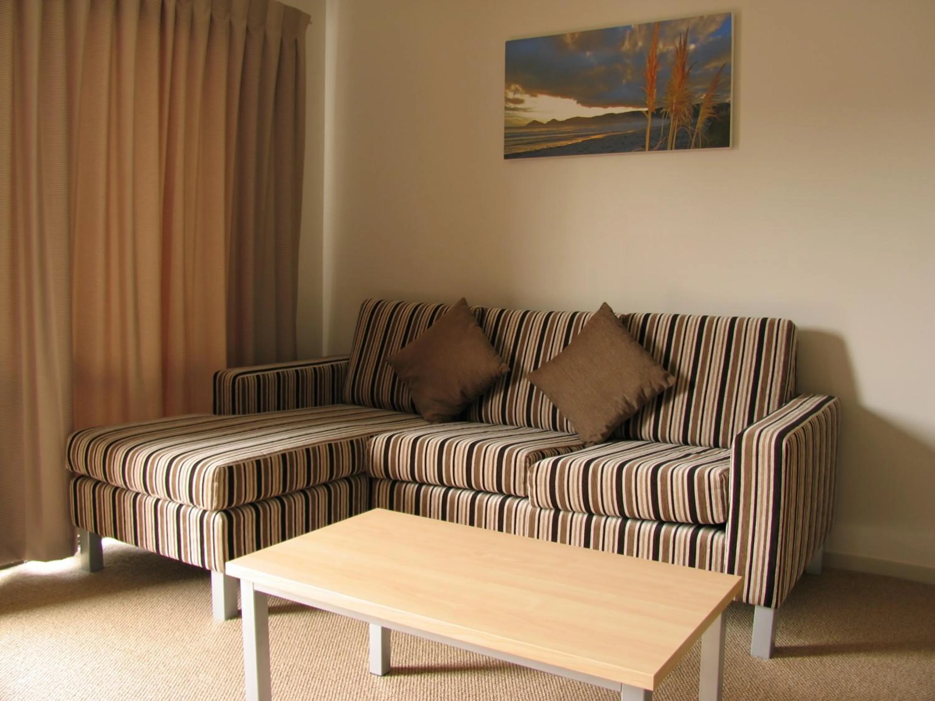 Seating area in Akaroa Waterfront Motels