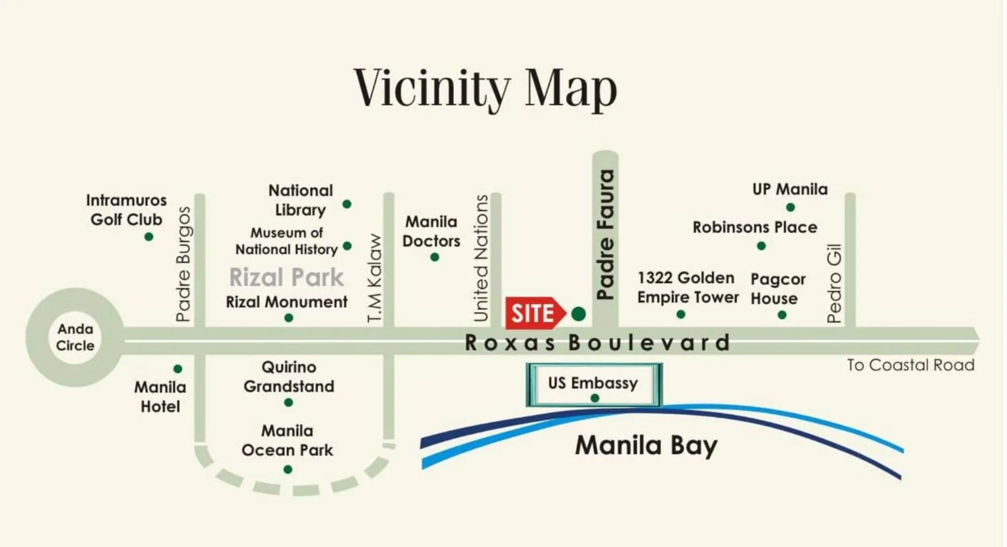 Nearby landmark in Grand Riviera Suites Comfy Condo near US Embassy Manila Bay Roxas Blvd Ermita Manila