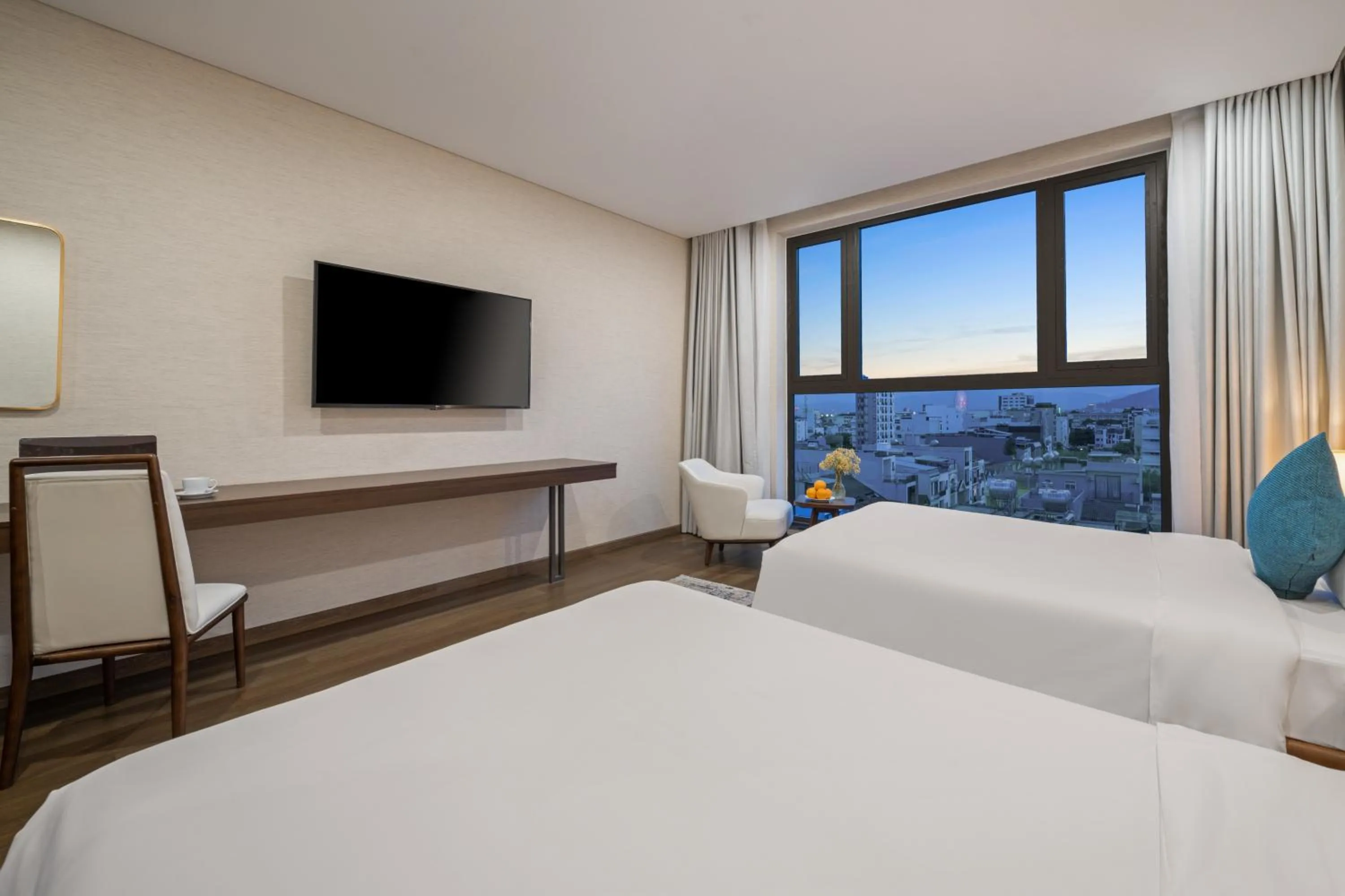 View (from property/room), Bed in Golden Lotus Grand Da Nang - Panoramic Rooftop Bar & Daily Afternoon Tea