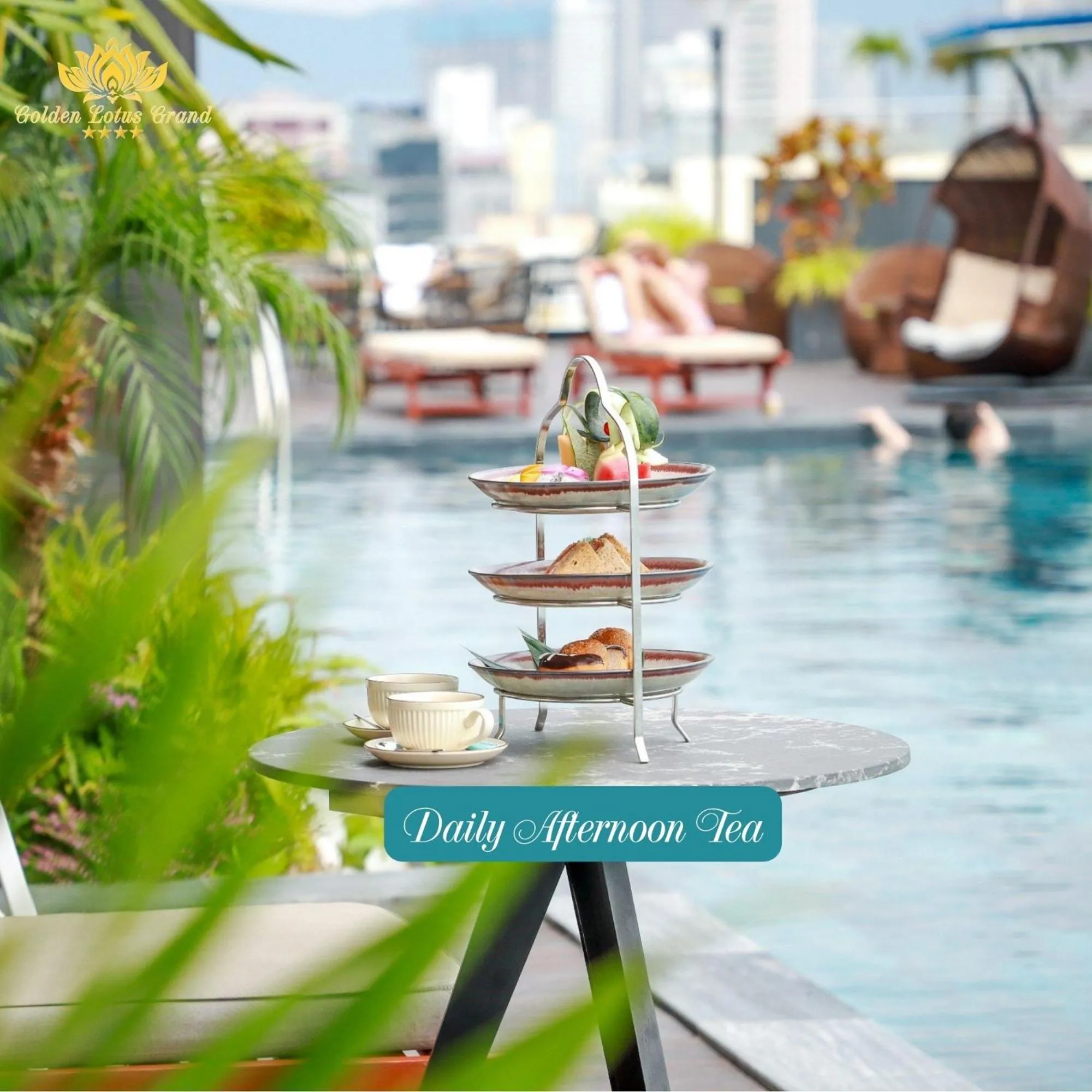 Food and drinks in Golden Lotus Grand Da Nang - Panoramic Rooftop Bar & Daily Afternoon Tea