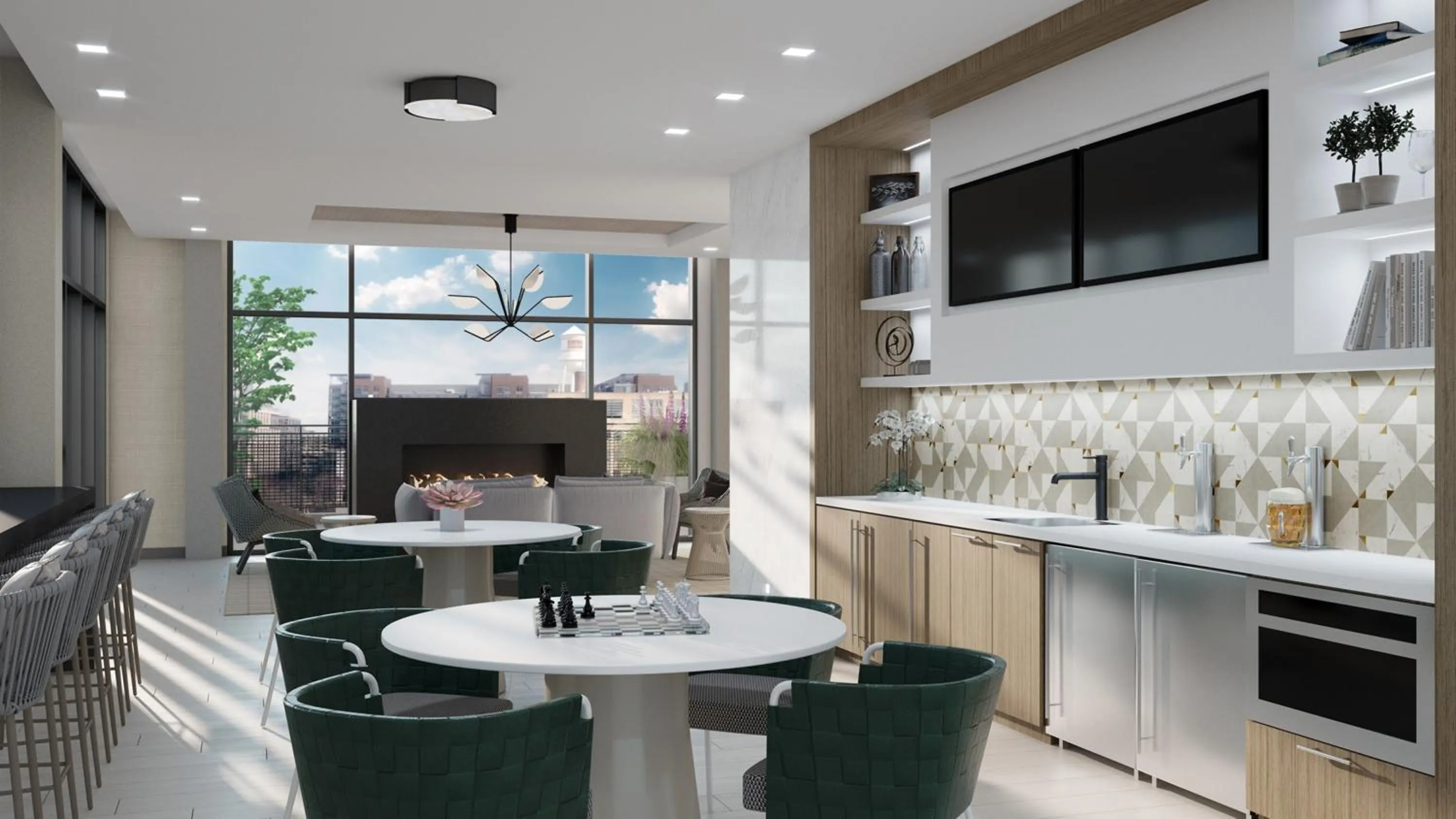 Communal lounge/ TV room in Global Luxury Suites at Capitol Hill