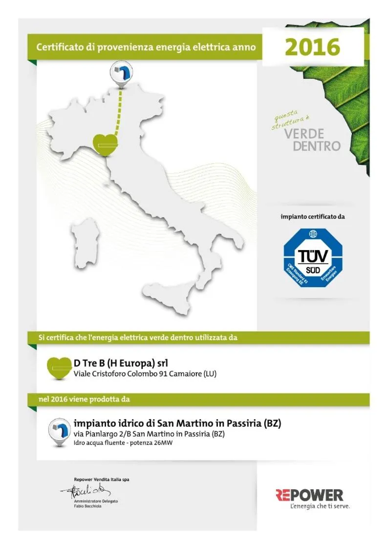 Certificate/Award in Hotel Europa