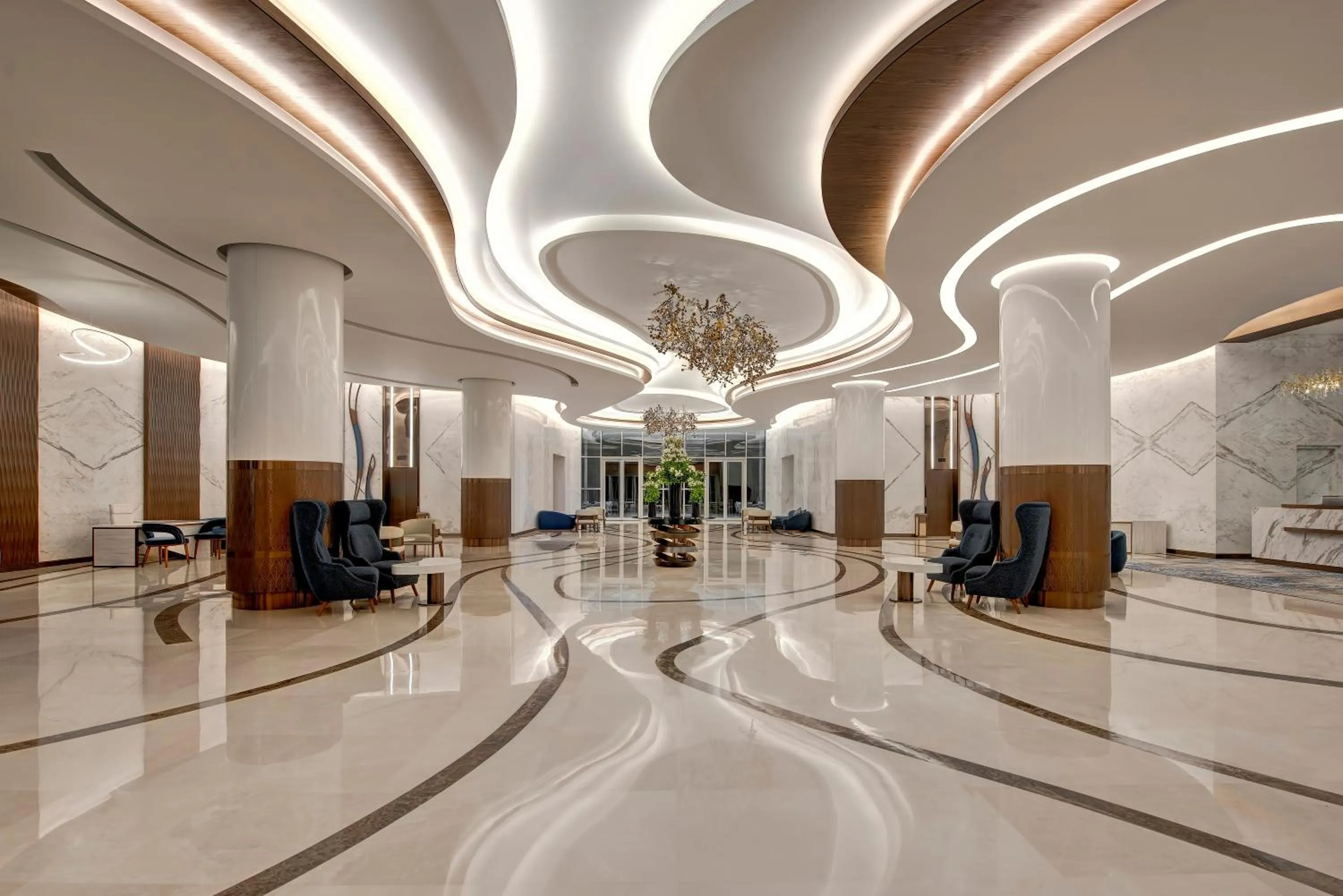 Lobby or reception in Royal M Al Aqah Beach Resort by Gewan