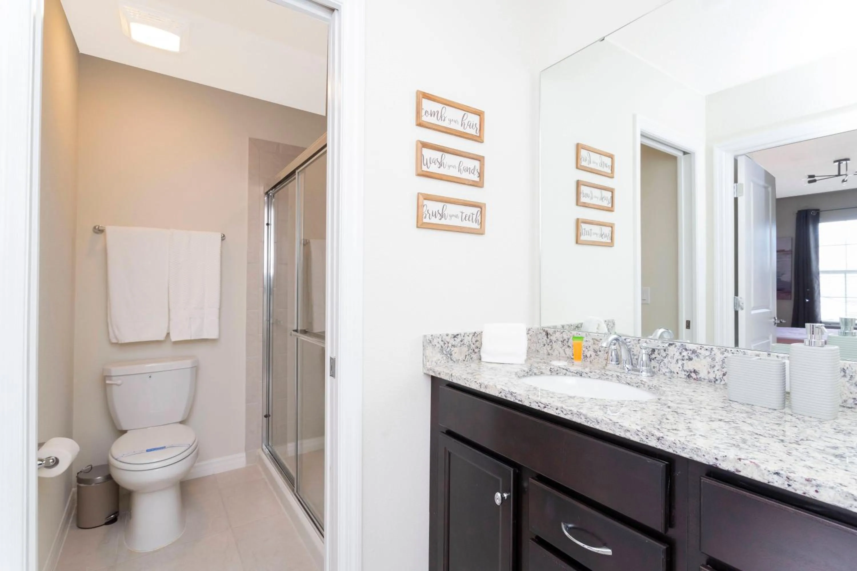 Shower in 7-bed w Pool, Game Room and Free Resort Access