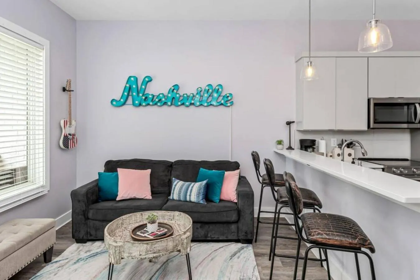 Living room in 1st Floor Condo No Steps - 2 miles to Downtown