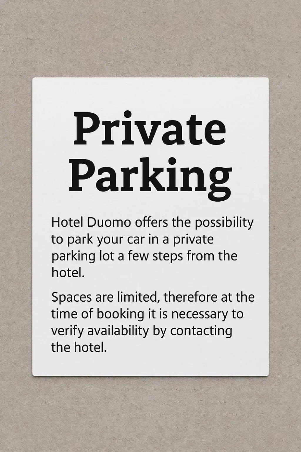 Parking in Hotel Duomo