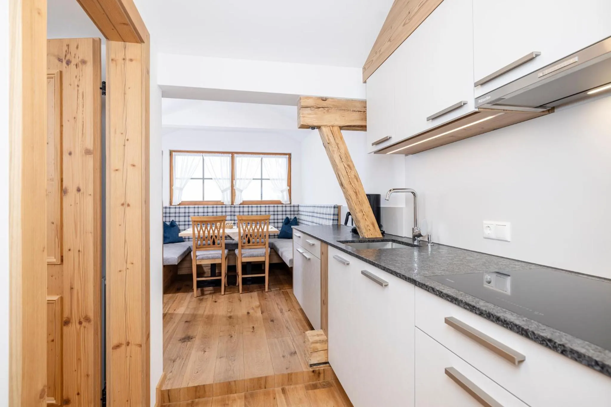 Kitchen or kitchenette in Aparthotel Landhaus St. Joseph (Indoor Pool)