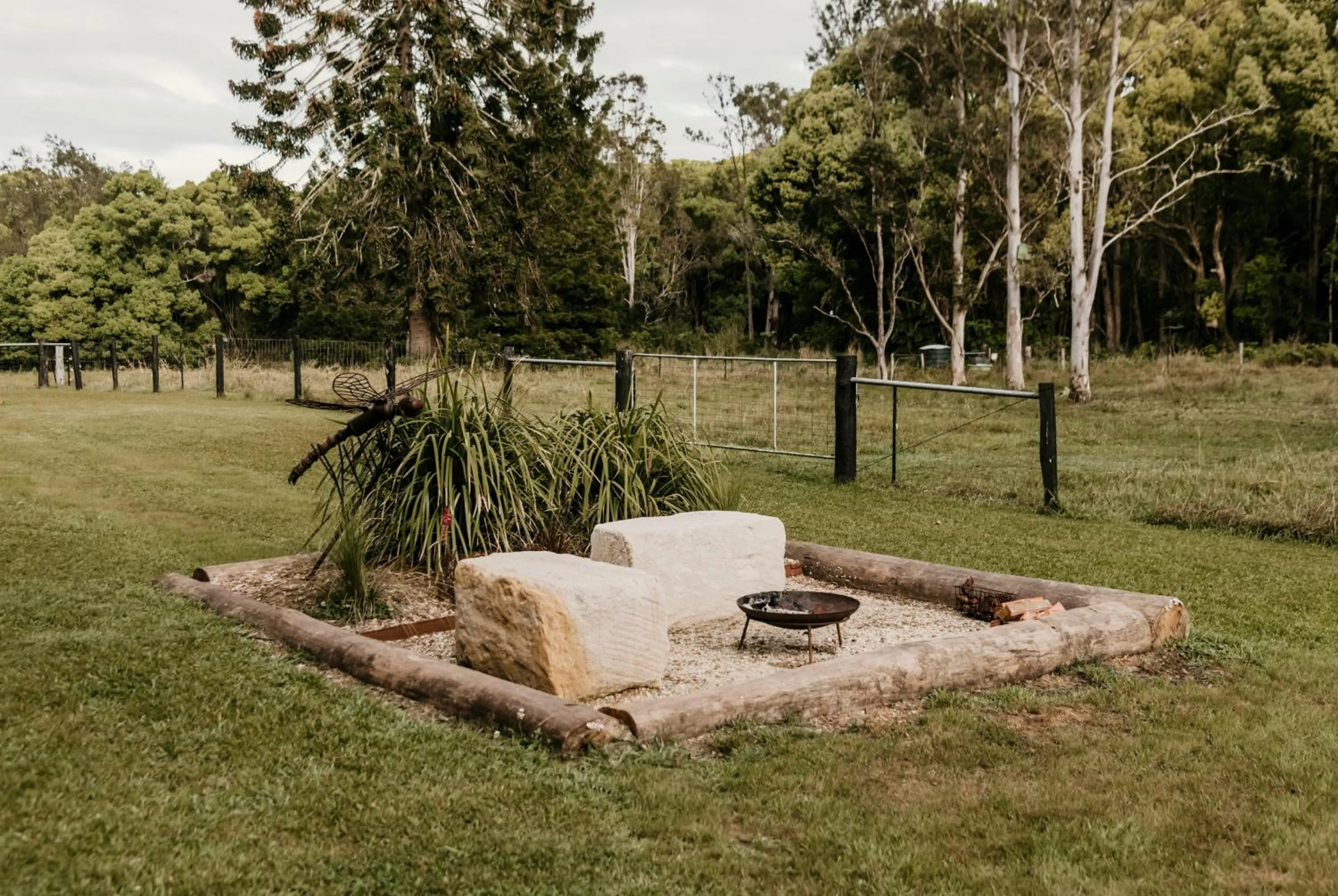 fireplace in Contained in Nimbin Accommodation