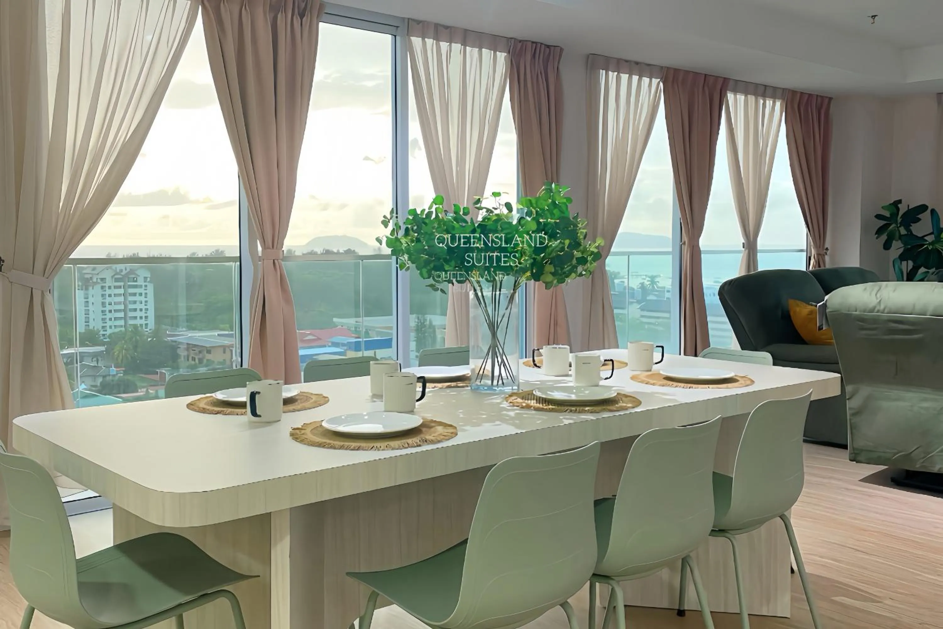 Seating area in QUEENSLAND SUITES at Aru Suites, Kota Kinabalu