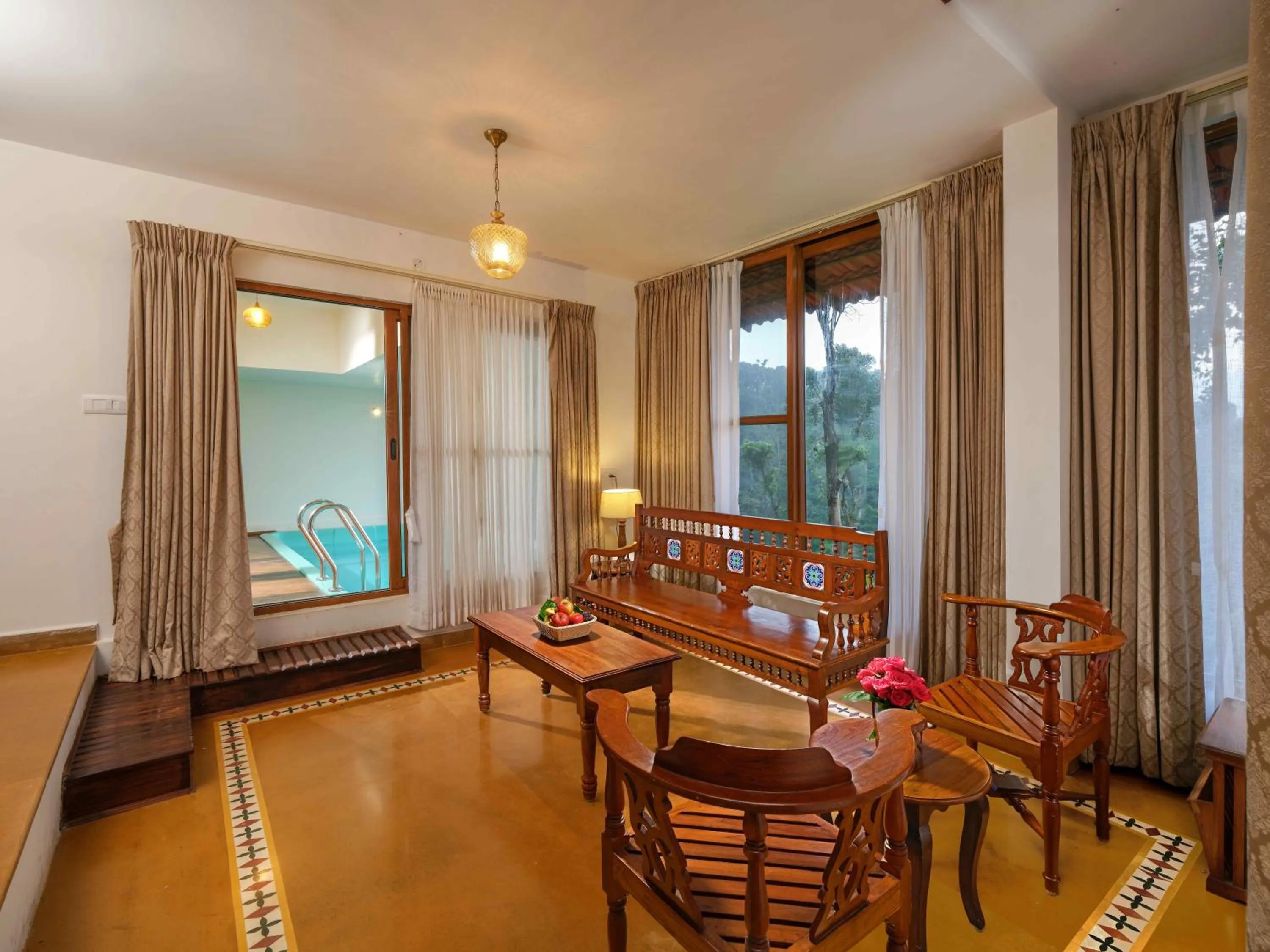 Living room in Trishvam Tapovana