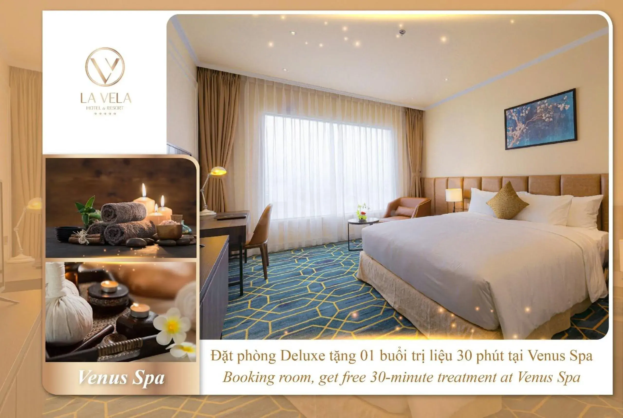 Package Deluxe Room with 30 minutes Spa Treatment in La Vela Hue Hotel Package Deluxe Room with 30 minutes Spa Treatment in La Vela Hue Hotel