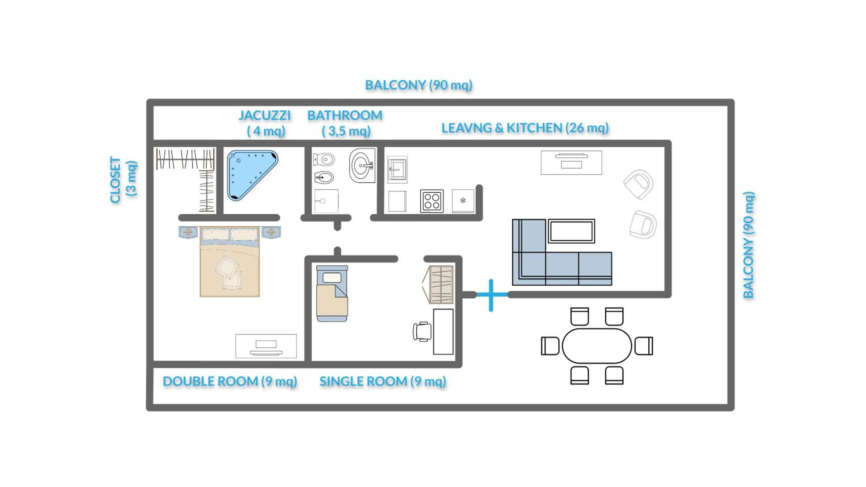 Floor plan in The One Hotel - Designed for Adults - Pet lovers
