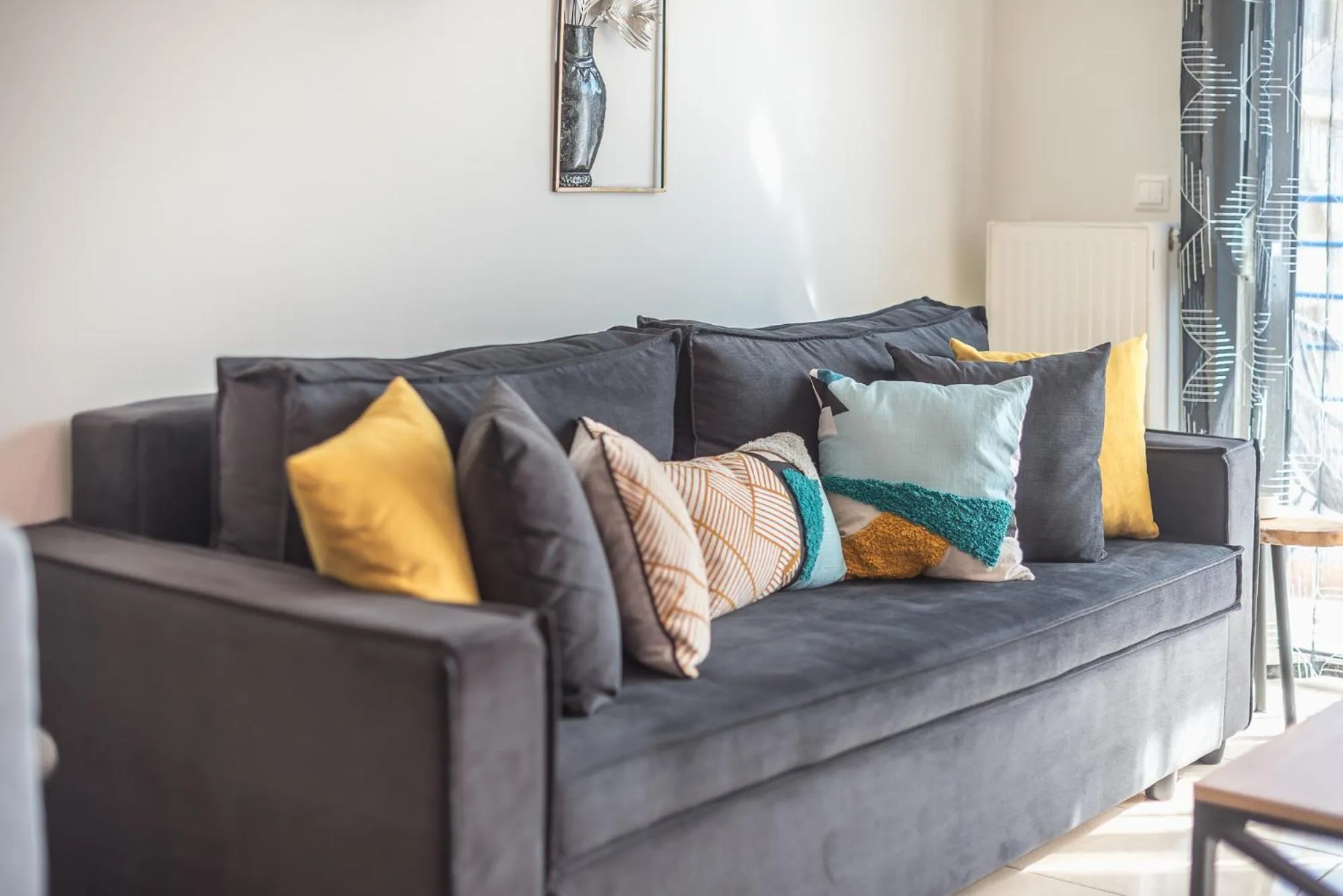 Living room in Elegant Home with Balcony by CloudKeys
