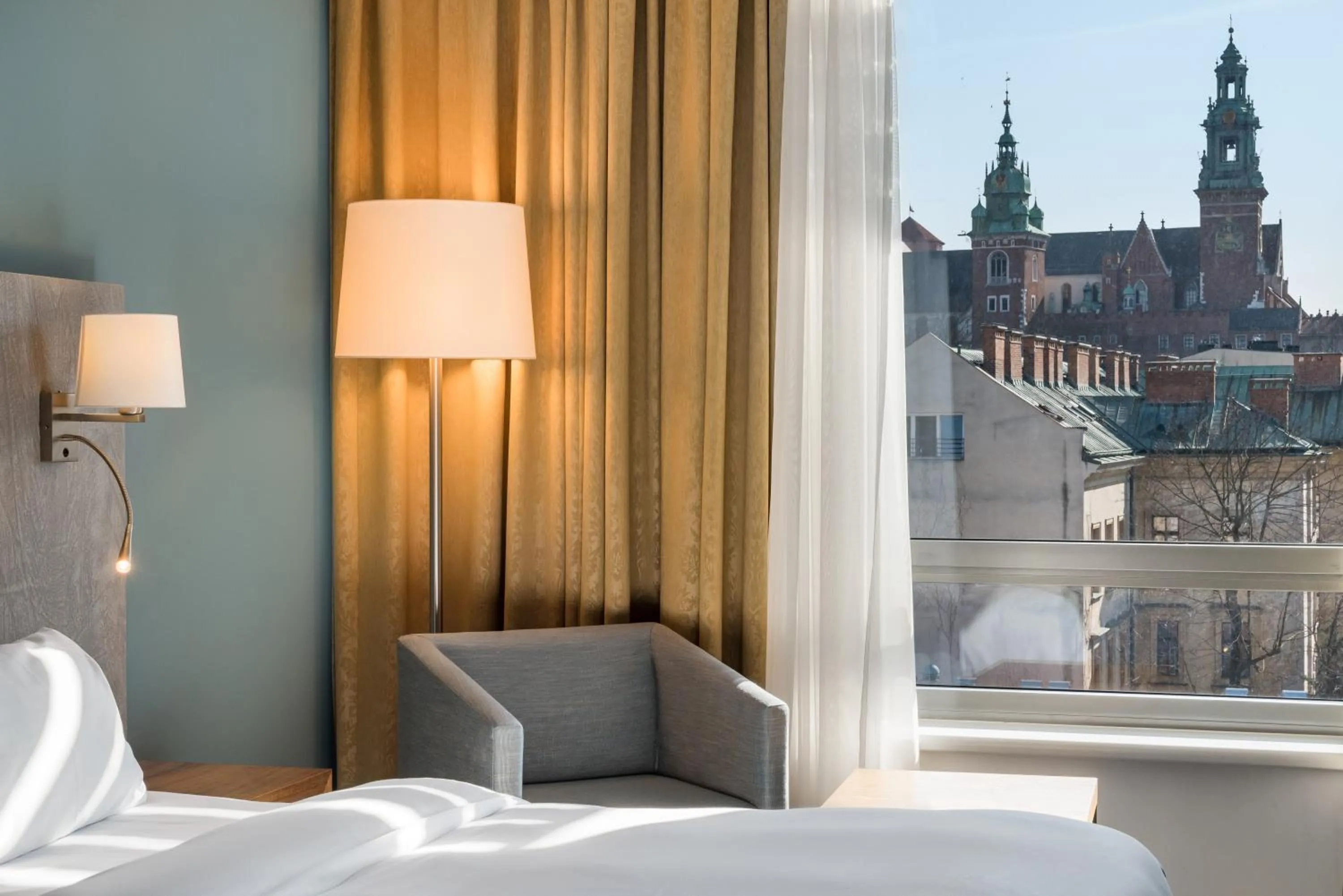 View (from property/room), Bed in Radisson Blu Hotel Krakow
