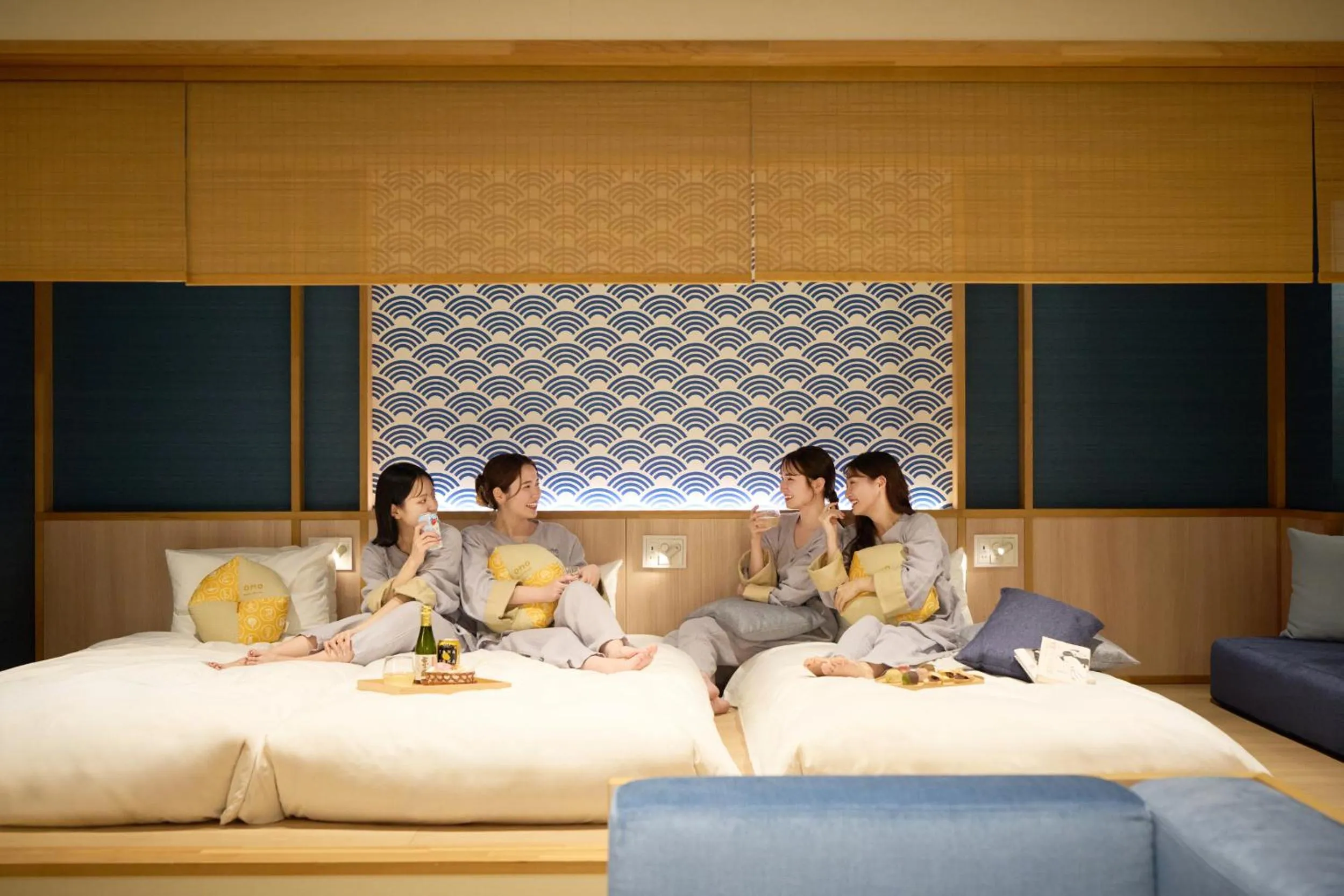 group of guests, Bed in OMO5 Kyoto Gion by Hoshino Resorts