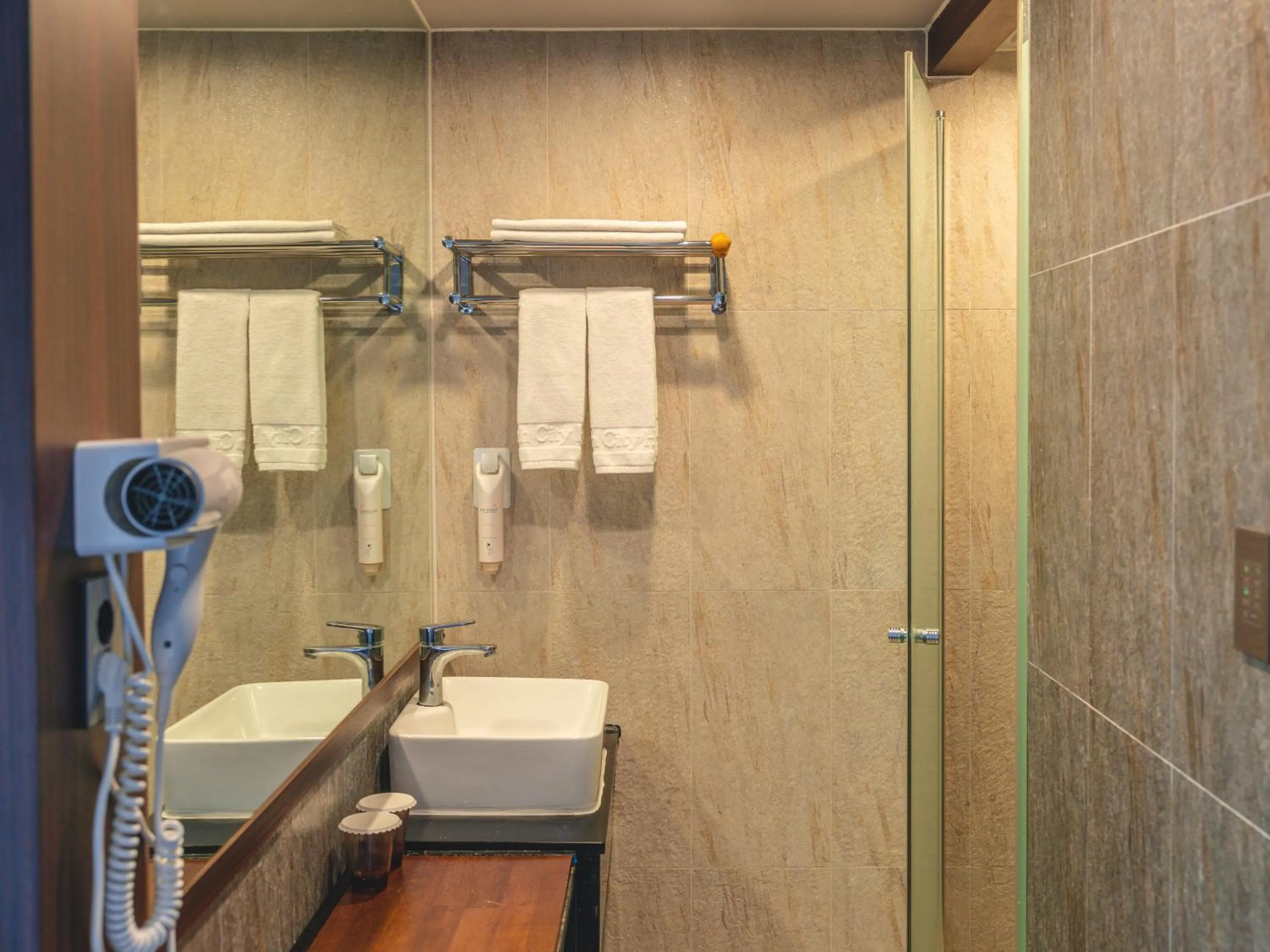 Shower in Hotel With City