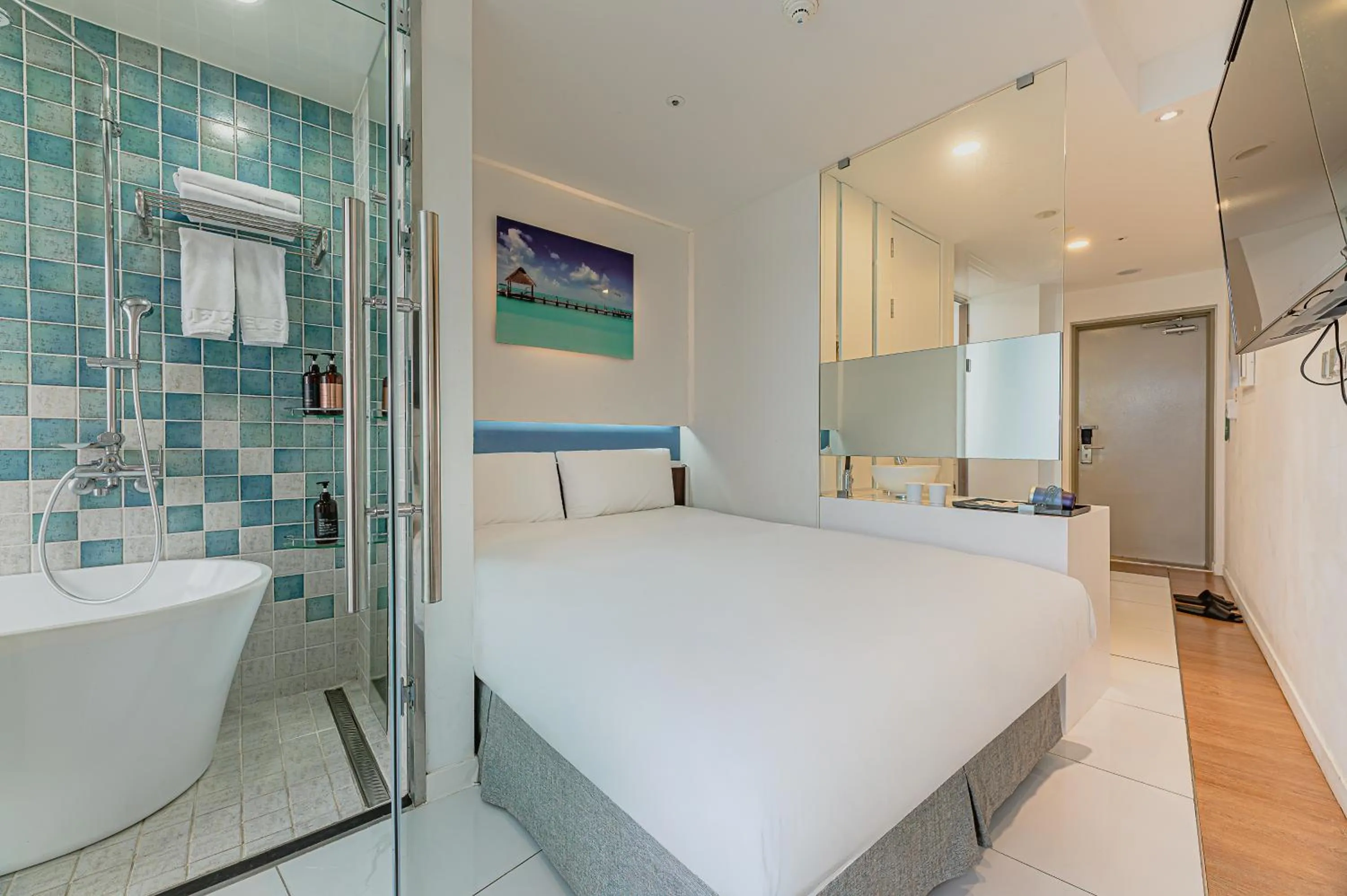 Bed in Hamdeok Beach Stay Jeju