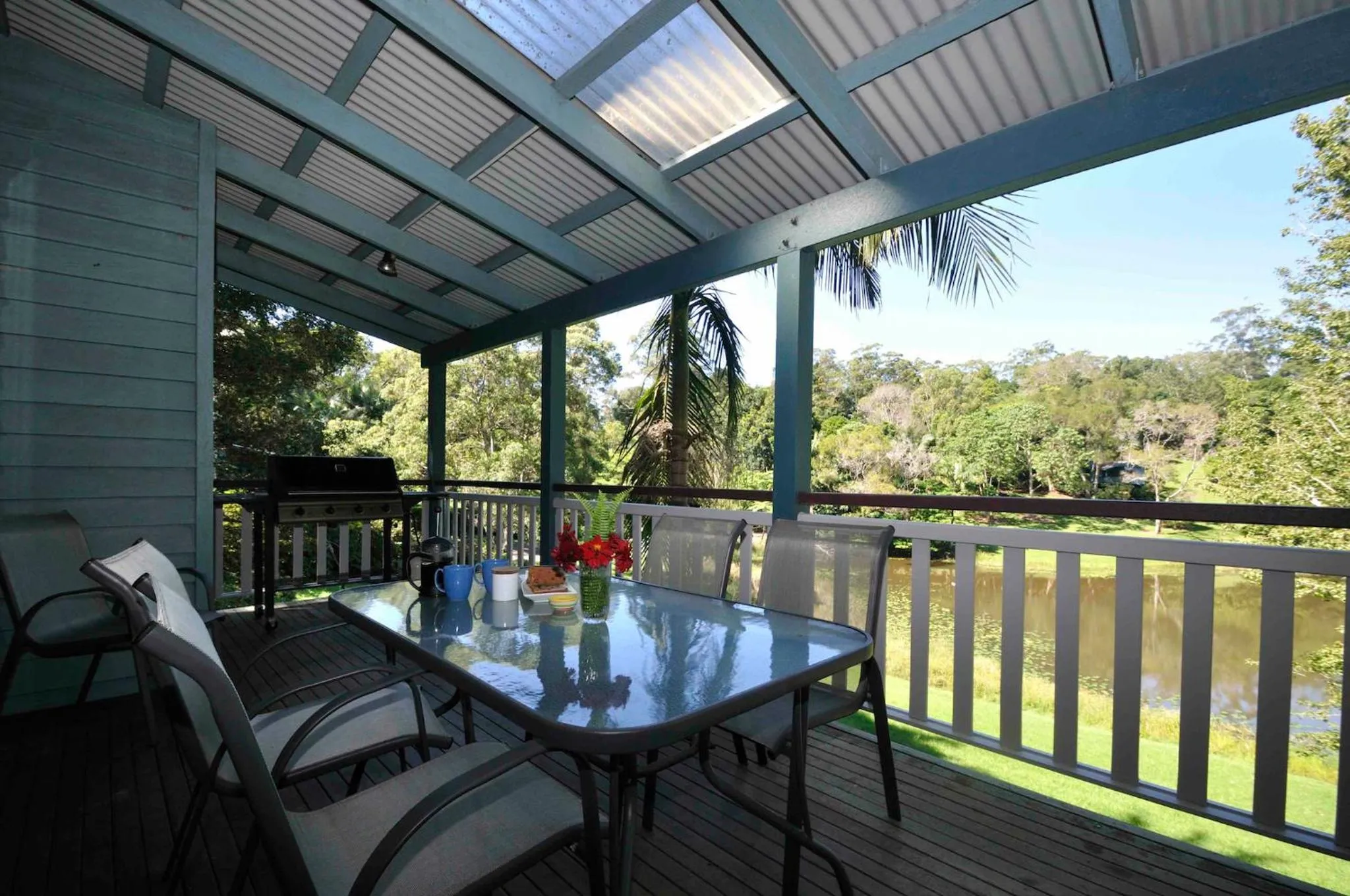 Balcony/Terrace in Montville Country Cabins