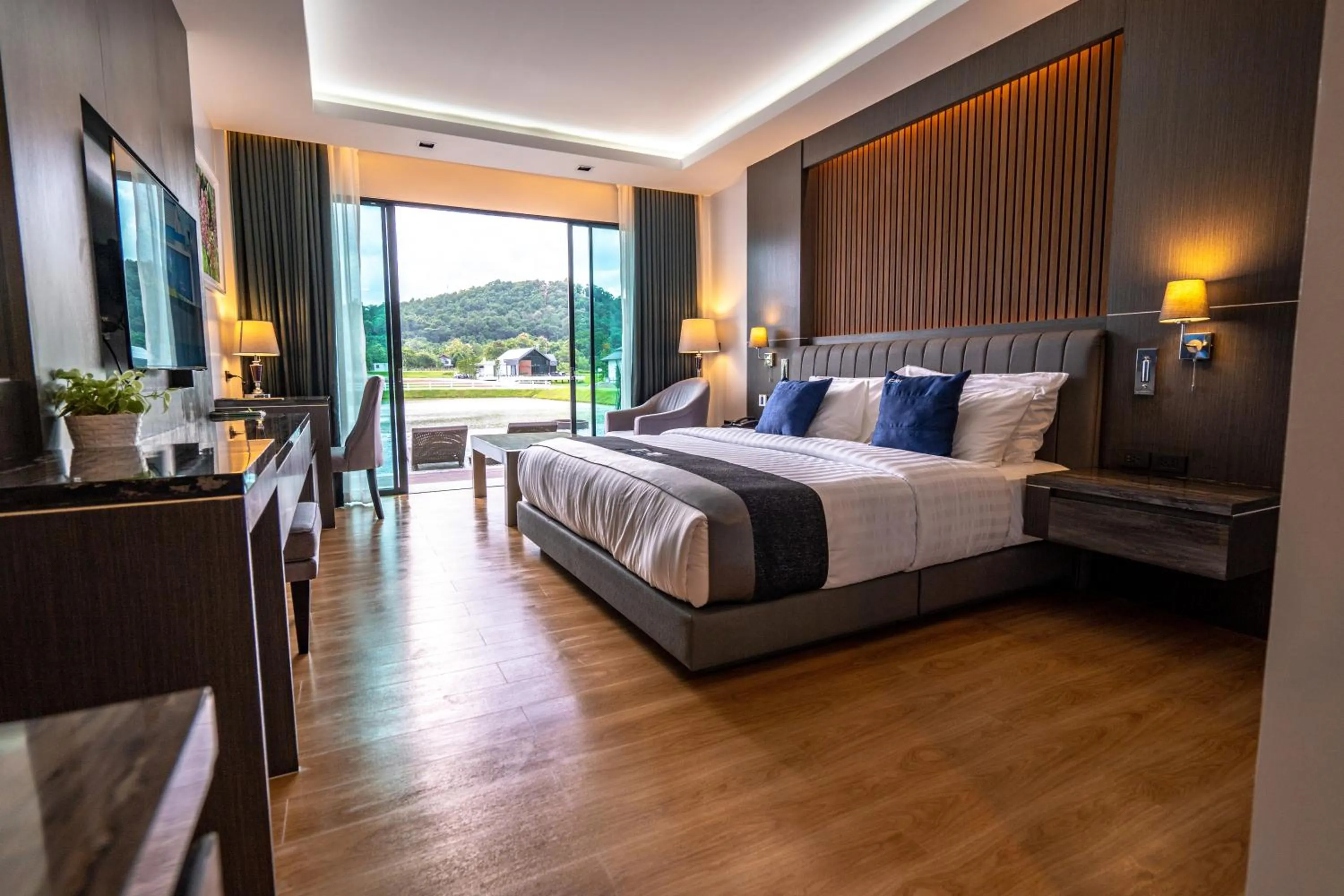 Photo of the whole room, Bed in Pim Pool Villa Nan