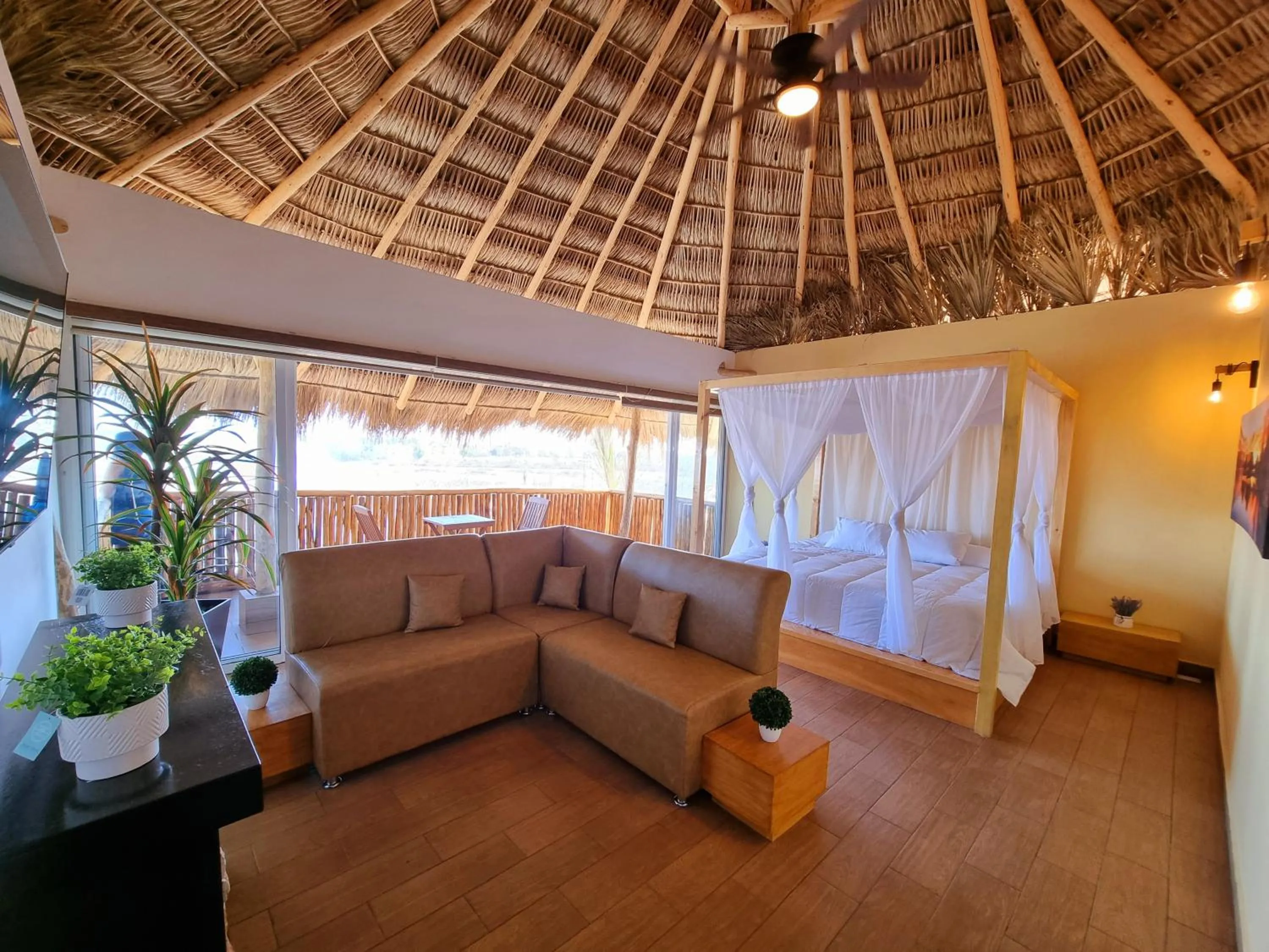 Bed in Palm Valley Cabins