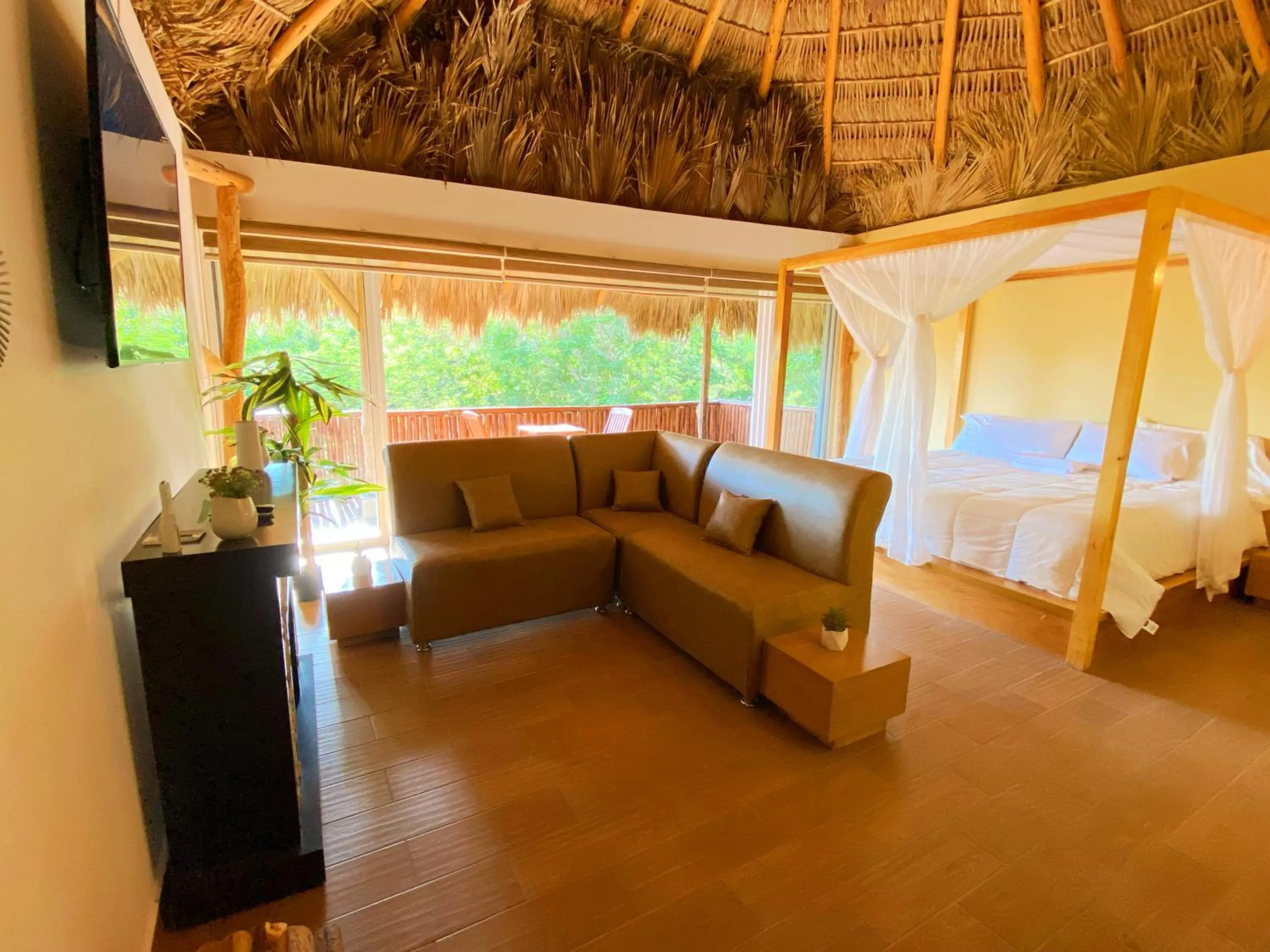 Bed in Palm Valley Cabins