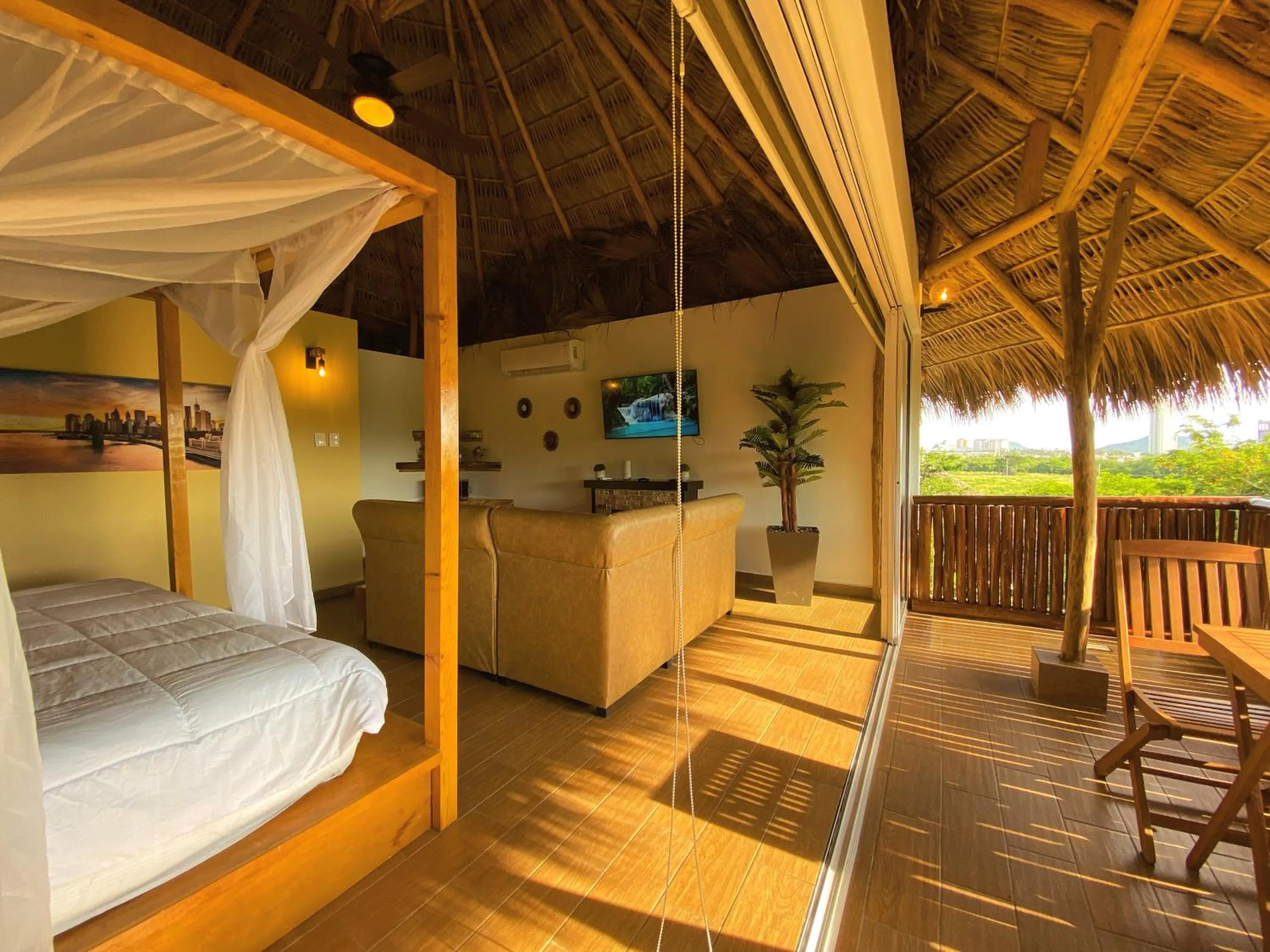 Bed in Palm Valley Cabins