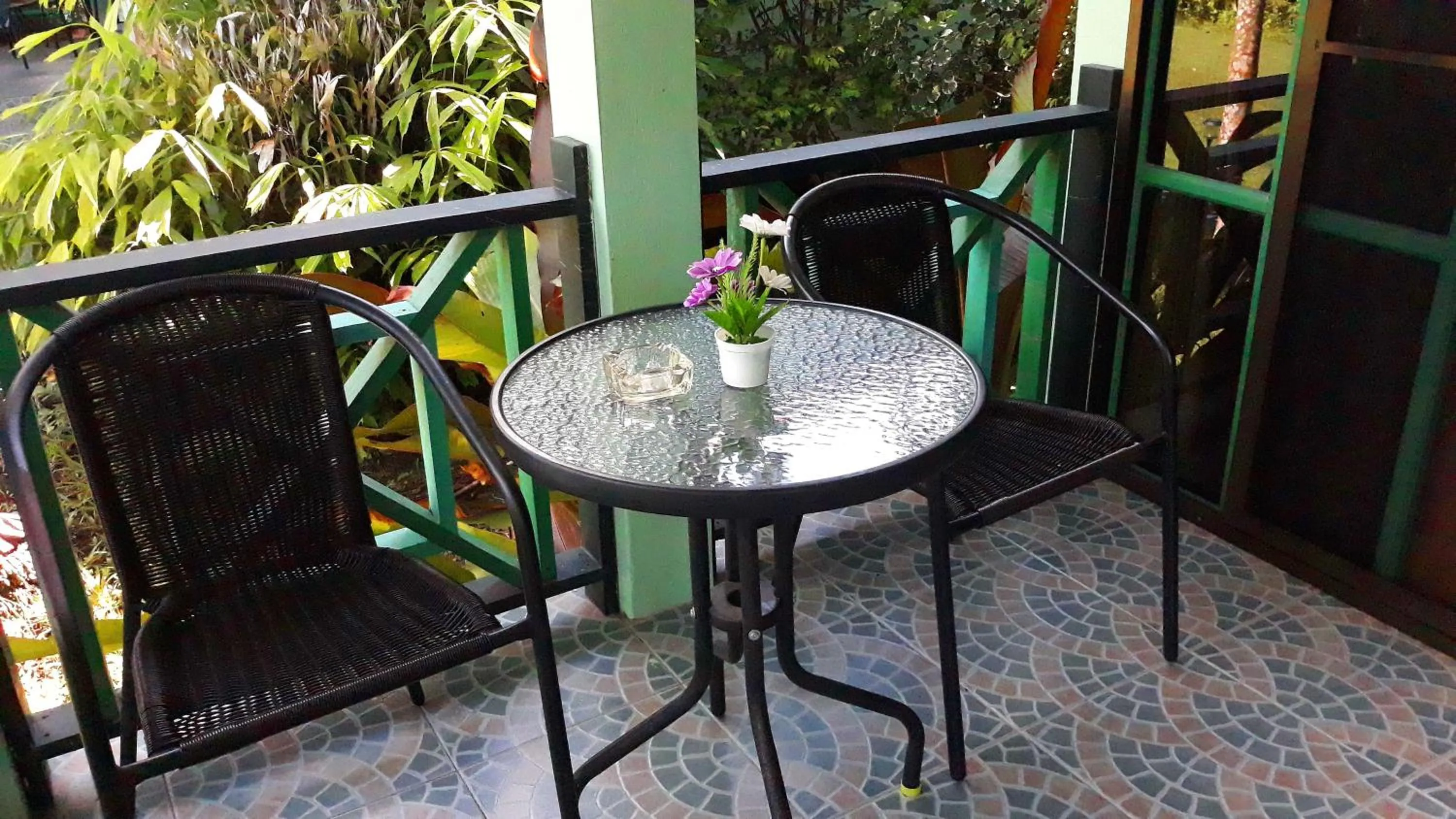 Balcony/Terrace in Swiss Chalet Garden, Pool Resort