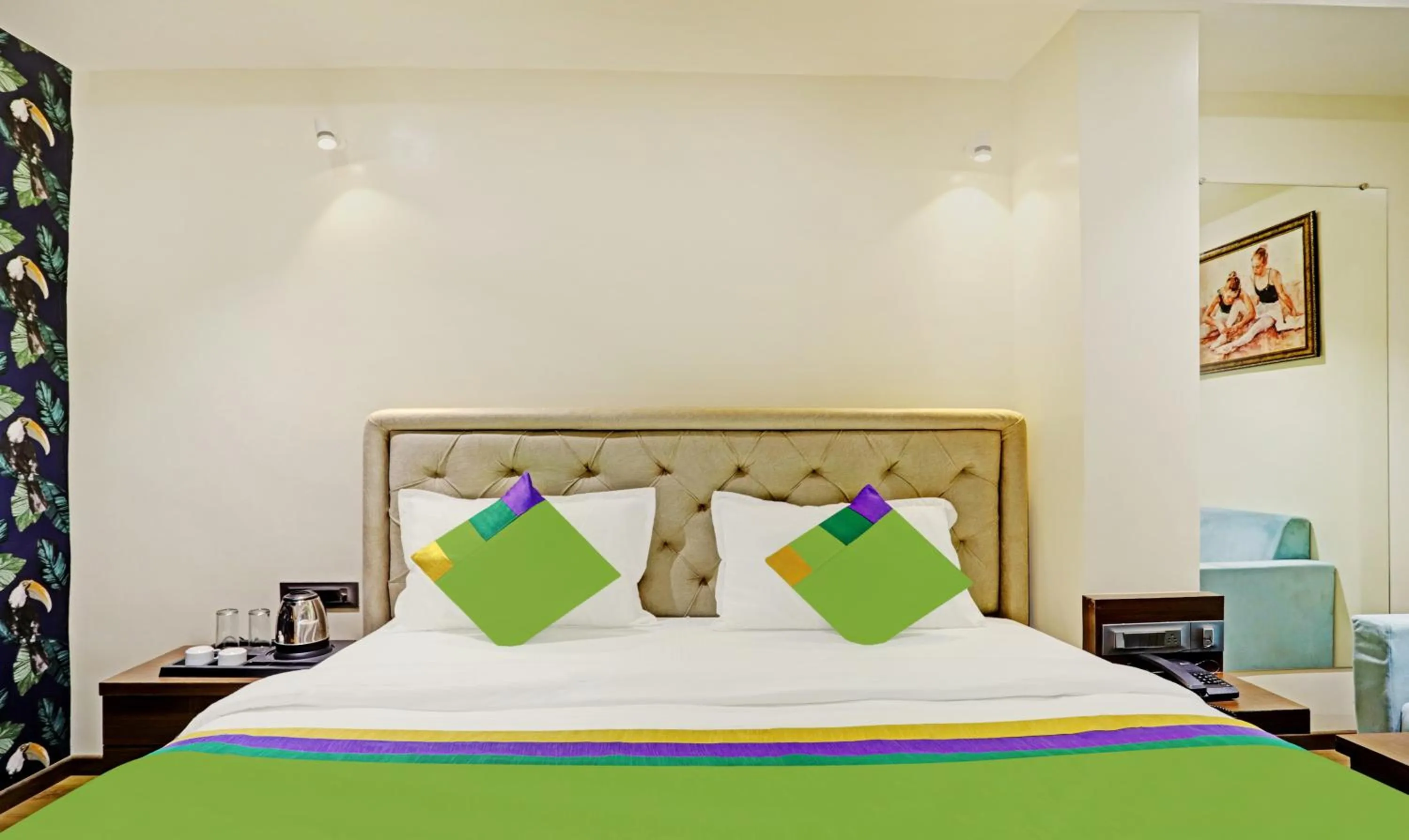 Bedroom, Bed in Treebo Risha