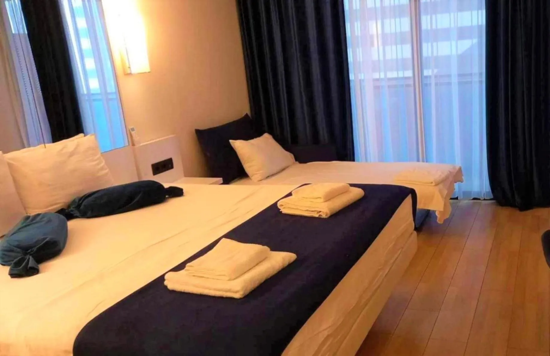 Bed in Elegance Sea View Aparthotel In Orbi City Batumi